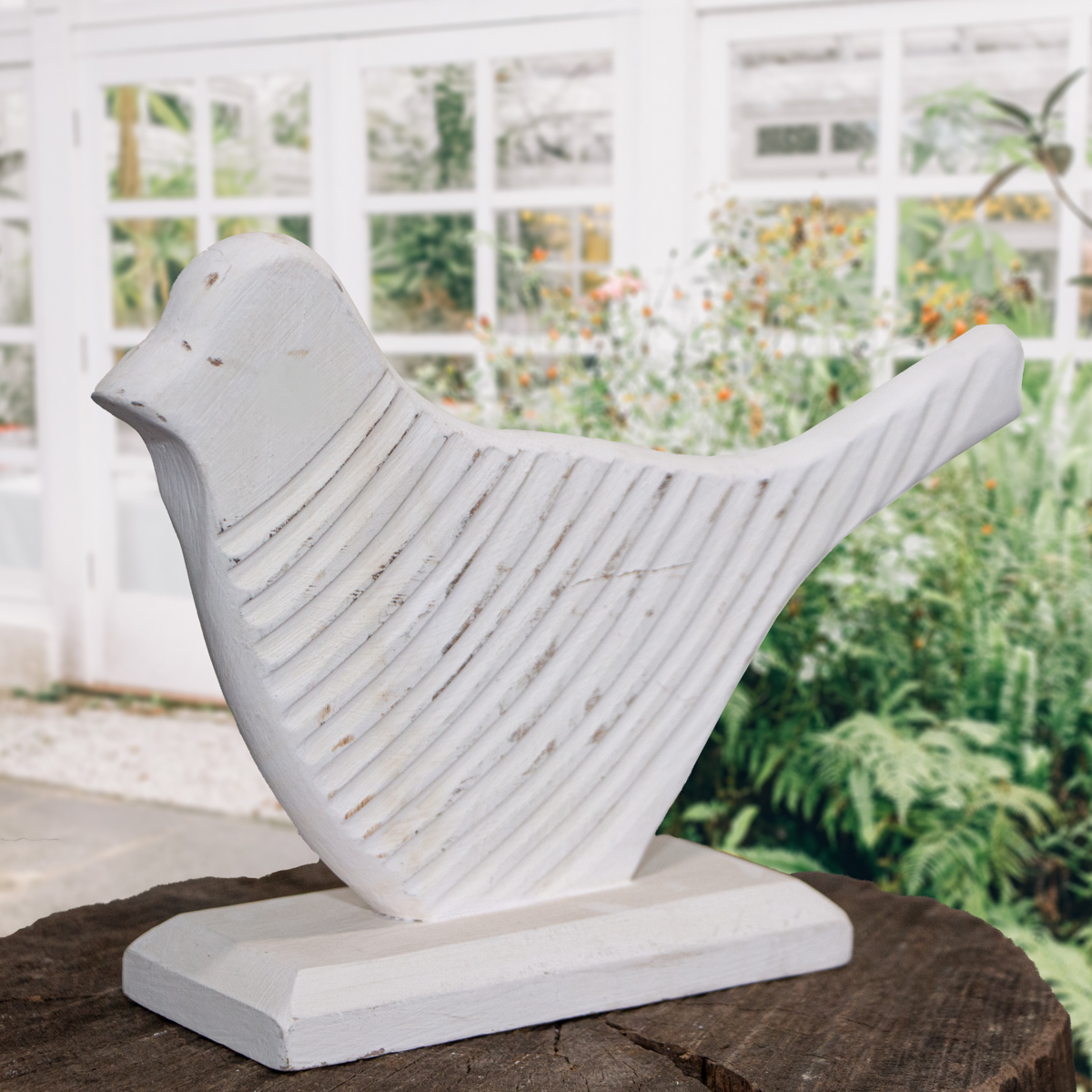 Holzfigur, Taube, Groß, Weiß, Tiere, Tierfiguren, Dekoration