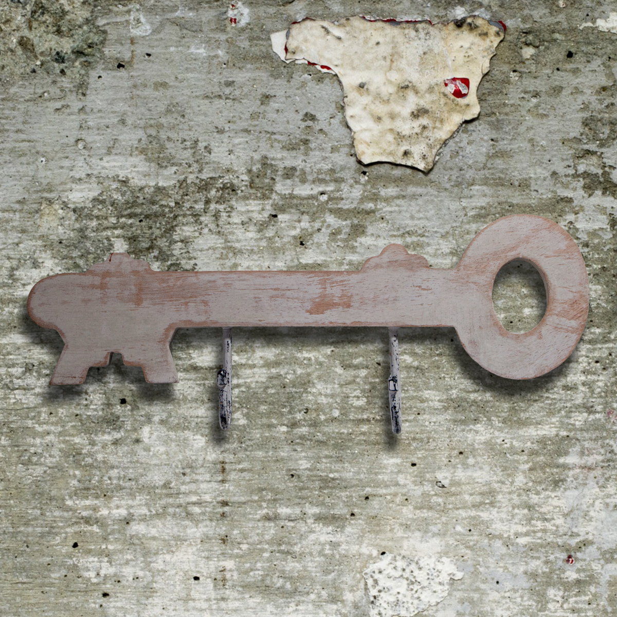 Garderobe, Schlüsselform, Wandhaken, Kleiderhaken, Flurgarderobe, Holz, Weiß