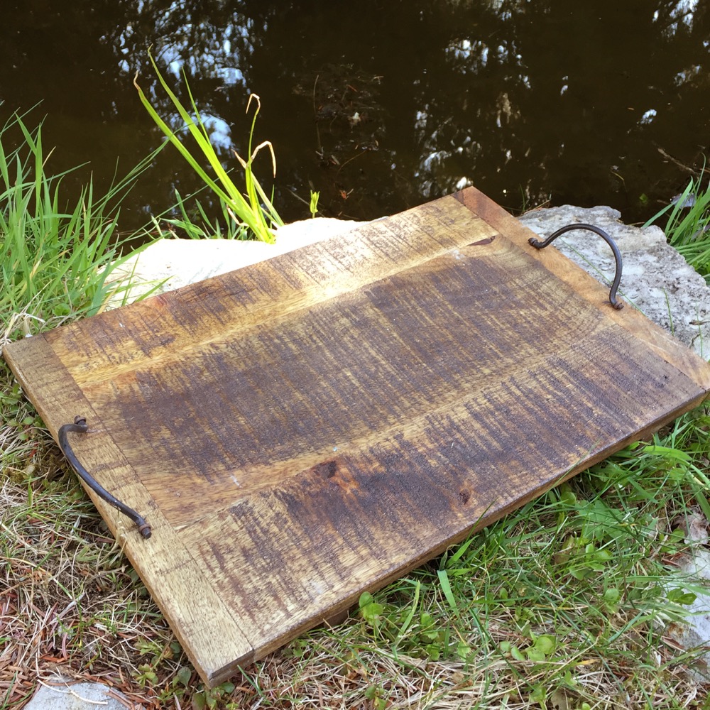 Rustikales Holz Tablett - Holzbrett Käseplatte - Obst Gemüse Etagere - 45x30 cm