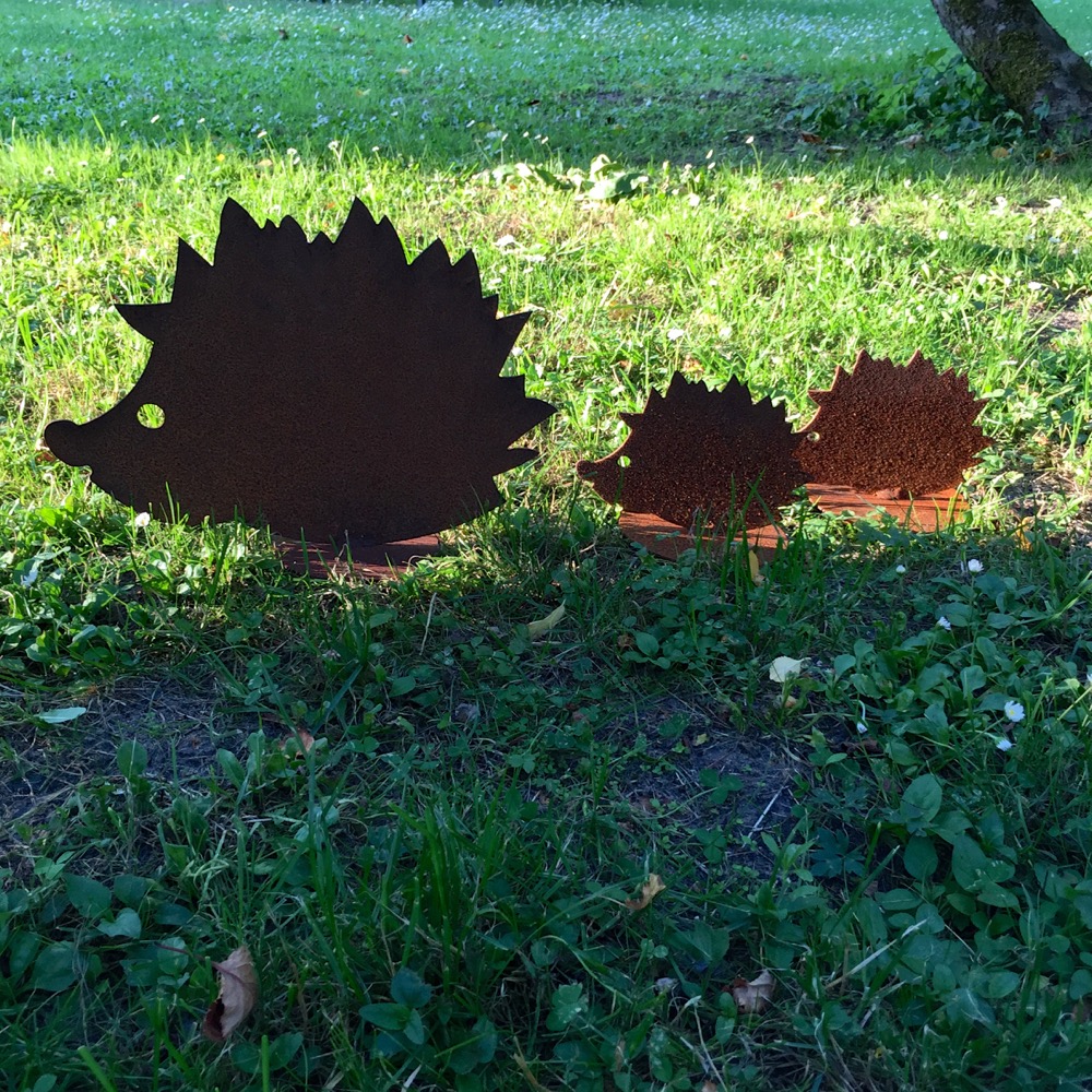 Igel Figuren, Garten Dekoration Edelrost, Igel Familie, Herbstliche Haustür Deko