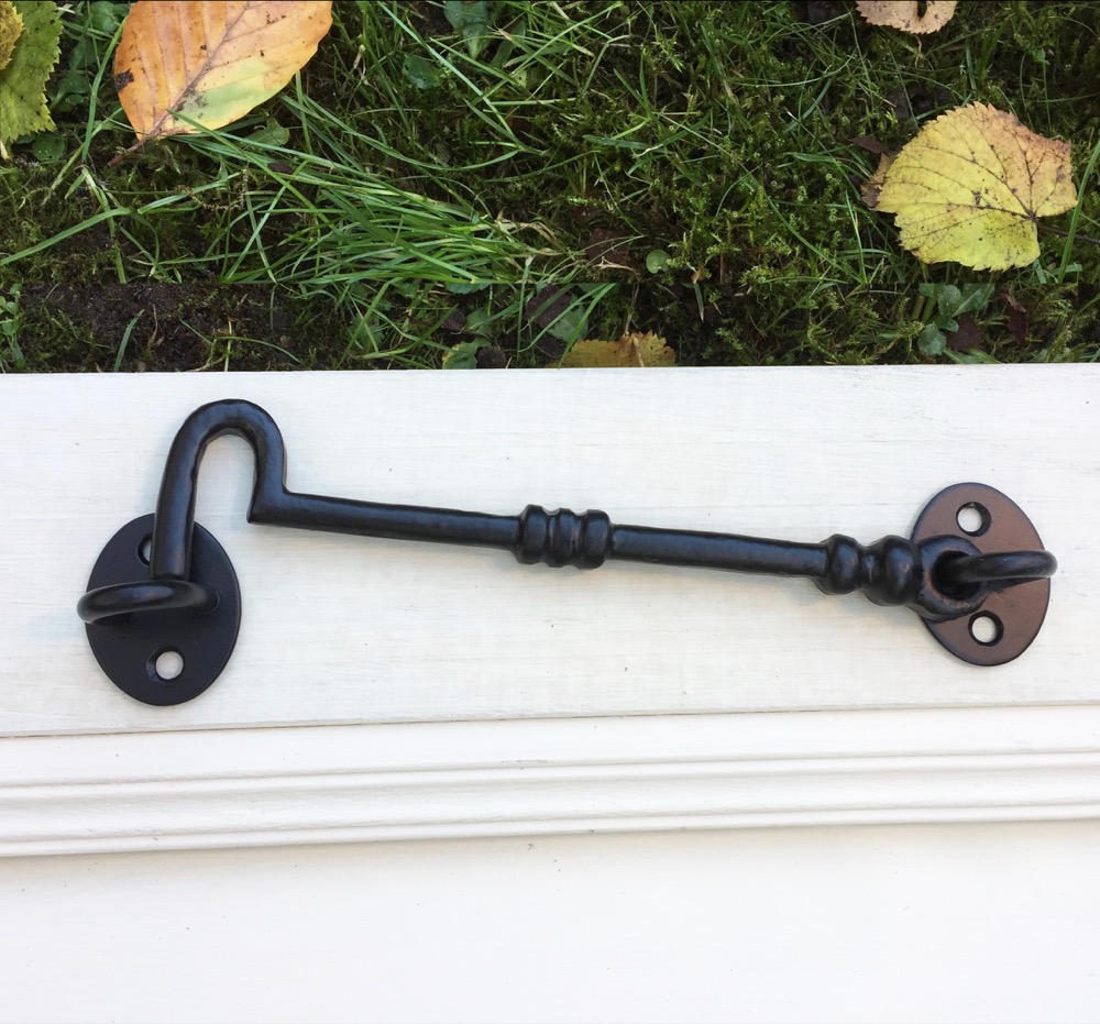 Fallhaken, Torbefestigung, Fenster Feststellhaken, Sturmhaken mit Öse - 20,5 cm