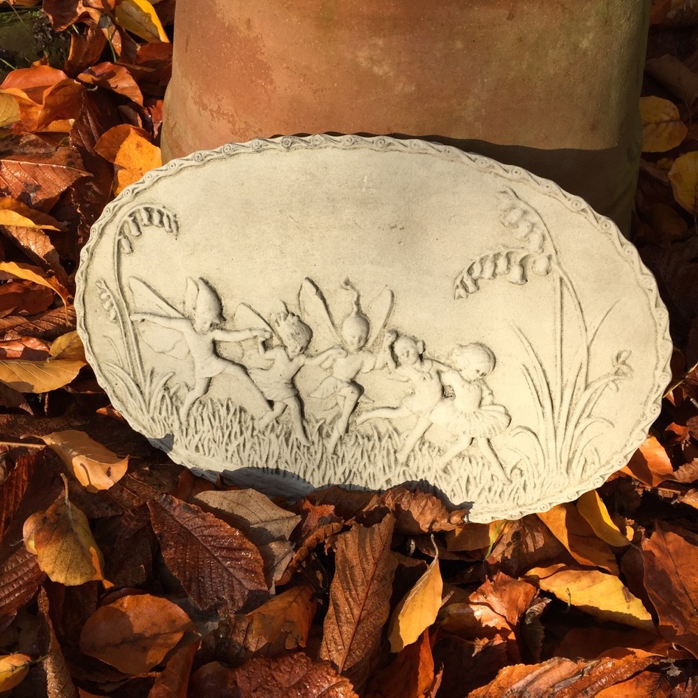 Feenwiese - Relief Wand + Brunnen Dekoration Feen und Elfen Gartenfiguren Stein