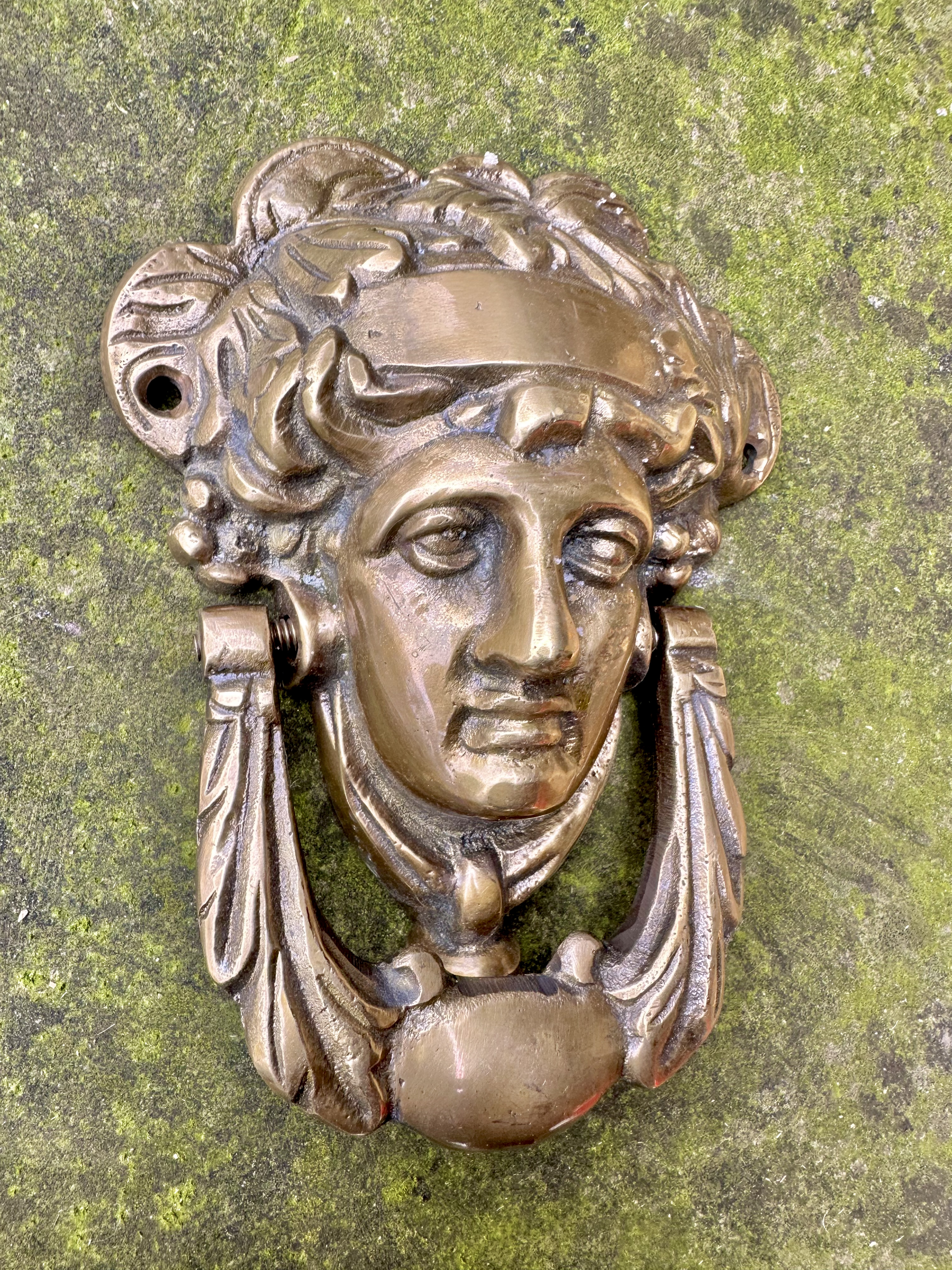 Türklopfer Grande Madeleine wie antik französisch, Messing Türbeschlag