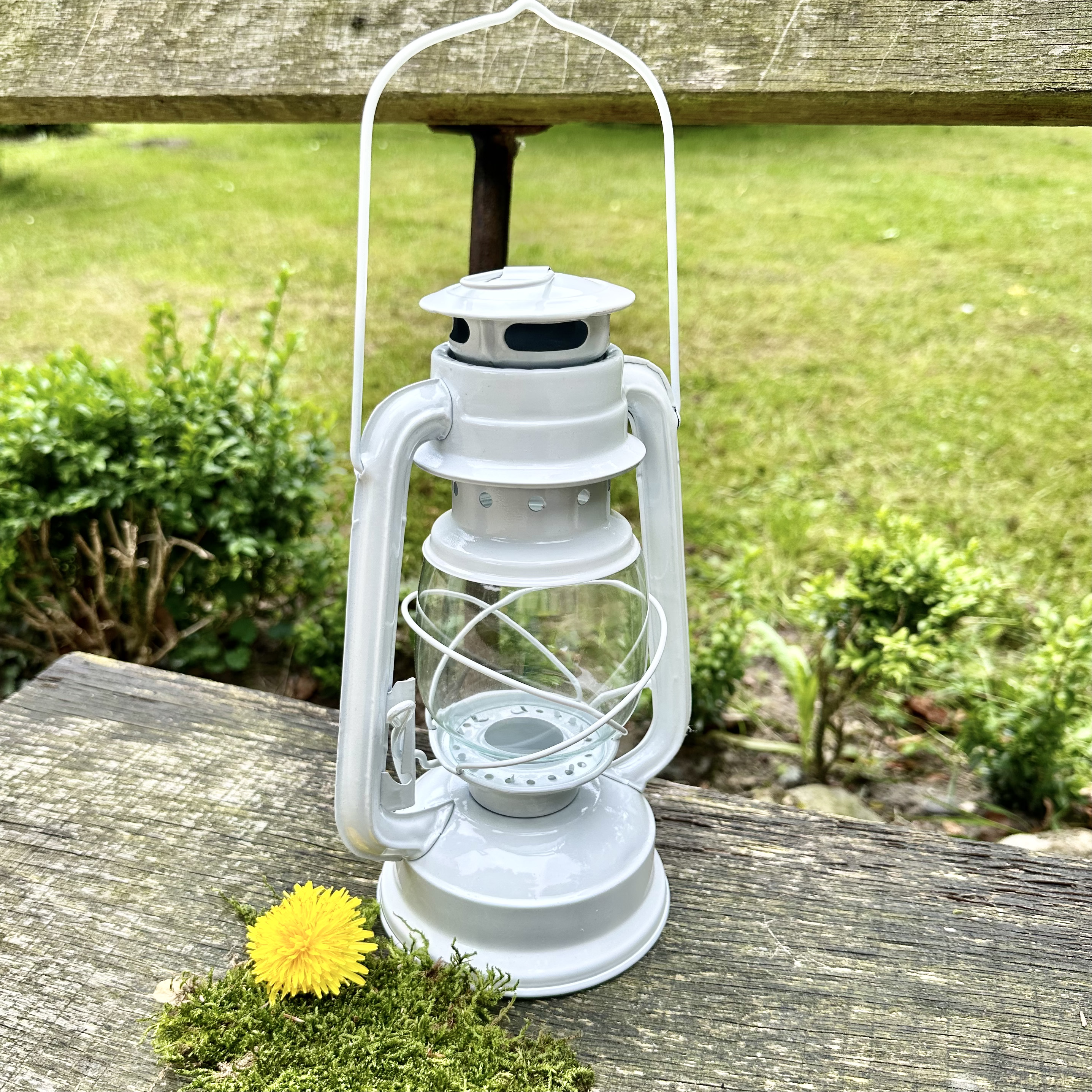 Laterne aus Lackierten Blech - Weiß - Windlicht, Kerzenhalter