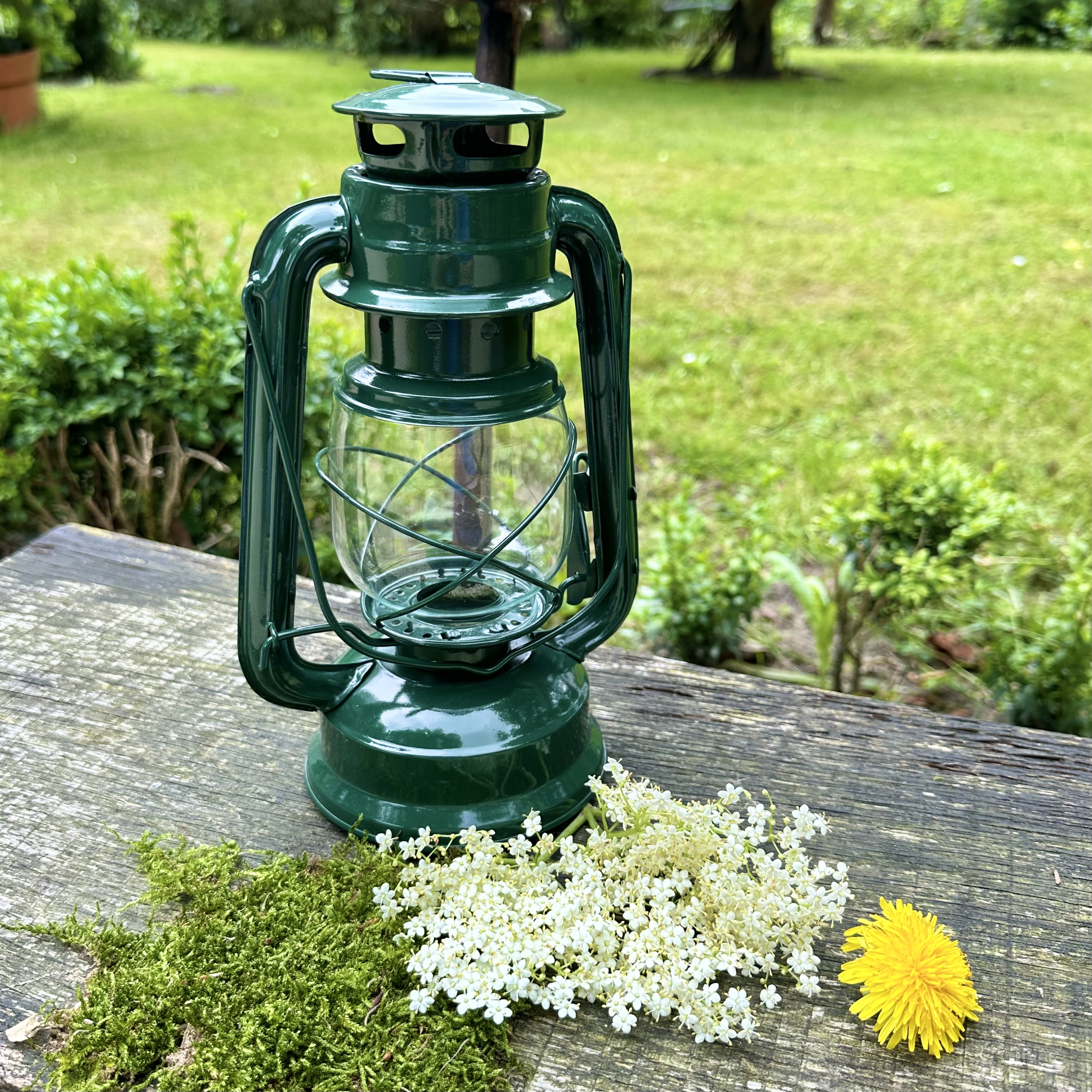 Laterne aus Lackierten Blech - Grün - Windlicht, Kerzenhalter