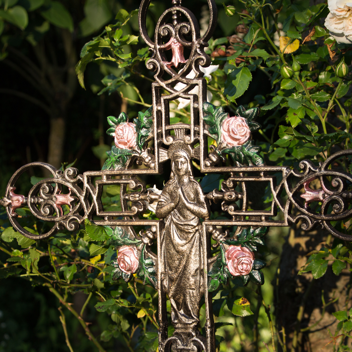 Romantisches Kreuz stehend Schmuck für Grab Tierbestattung Friedhof Grabkreuz