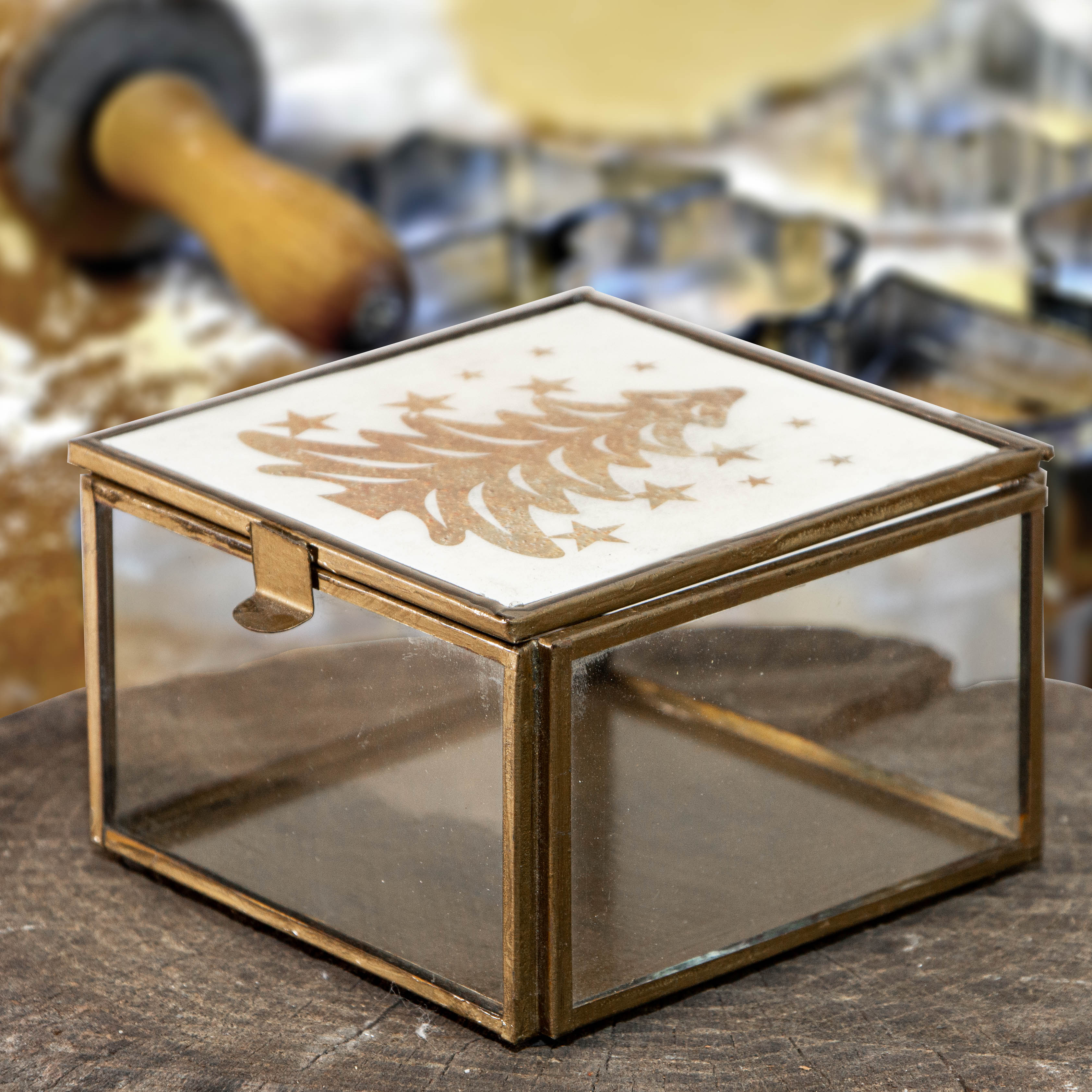 Glaskästchen im Weihnachtslook, Plätzchendose, Weihnachten, Weihnachtsbaum