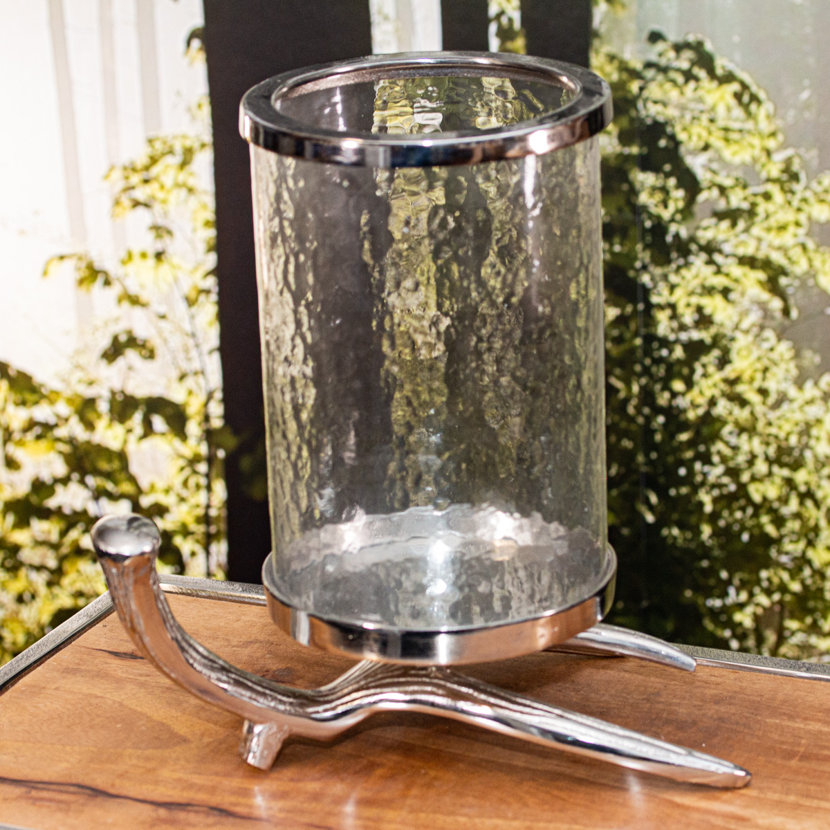 Aluminium Kerzenhalter, groß, Elchgeweih, Glaskuppel, Dekoration