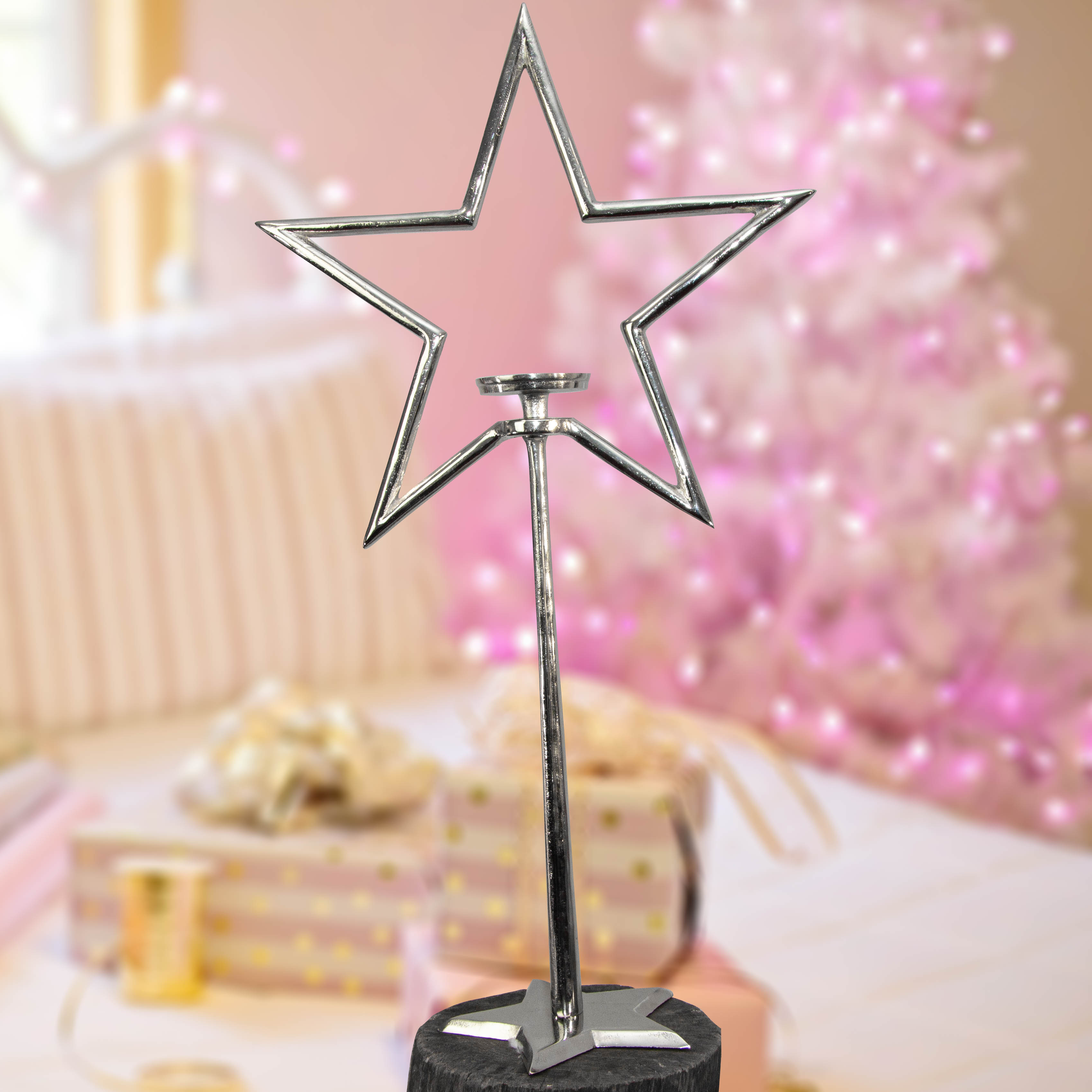 Aluminium Kerzenhalter, Stern, groß, Weihnachten