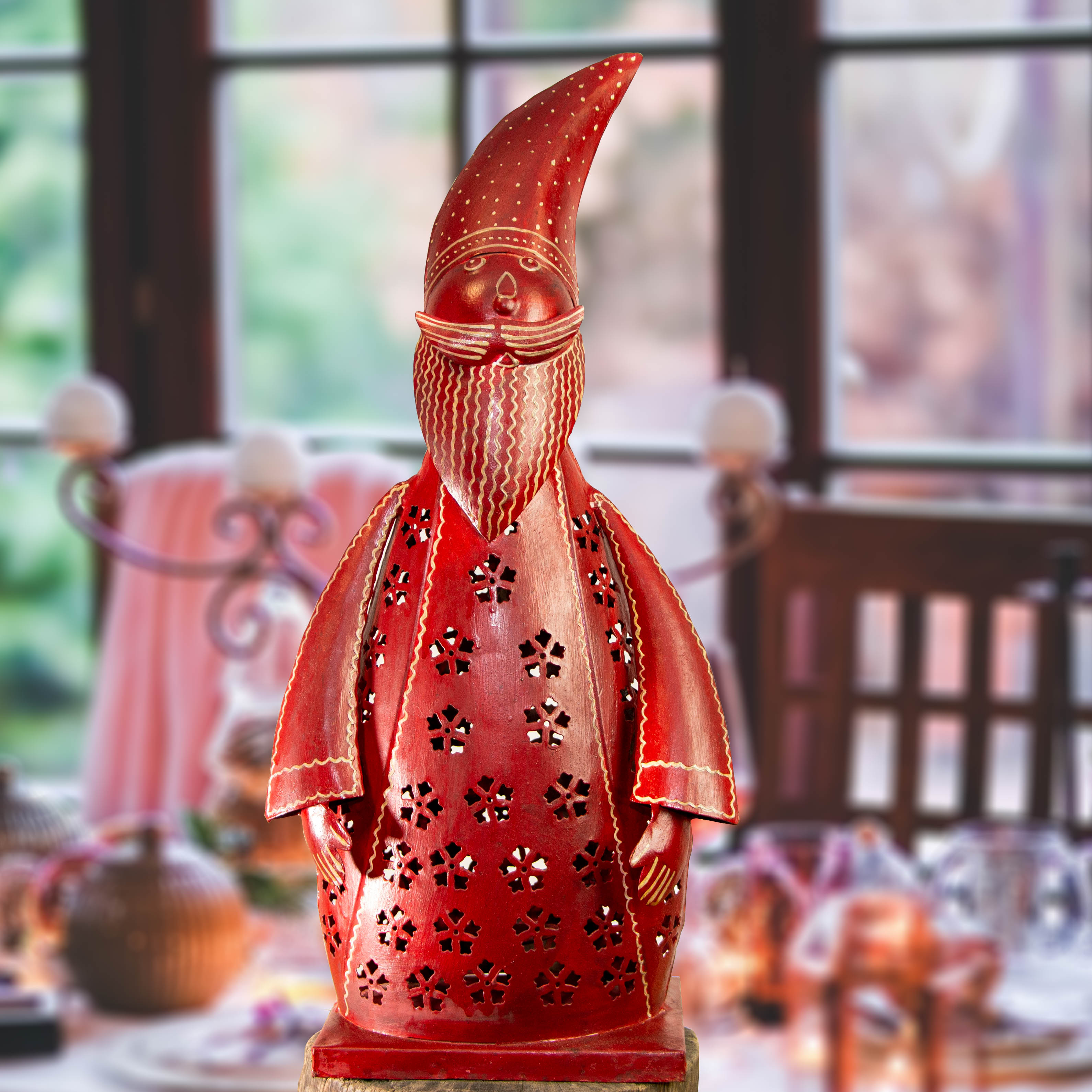 Weihnachtsmann Kerzenhalter, Rot, groß, Weihnachten, Dekoration