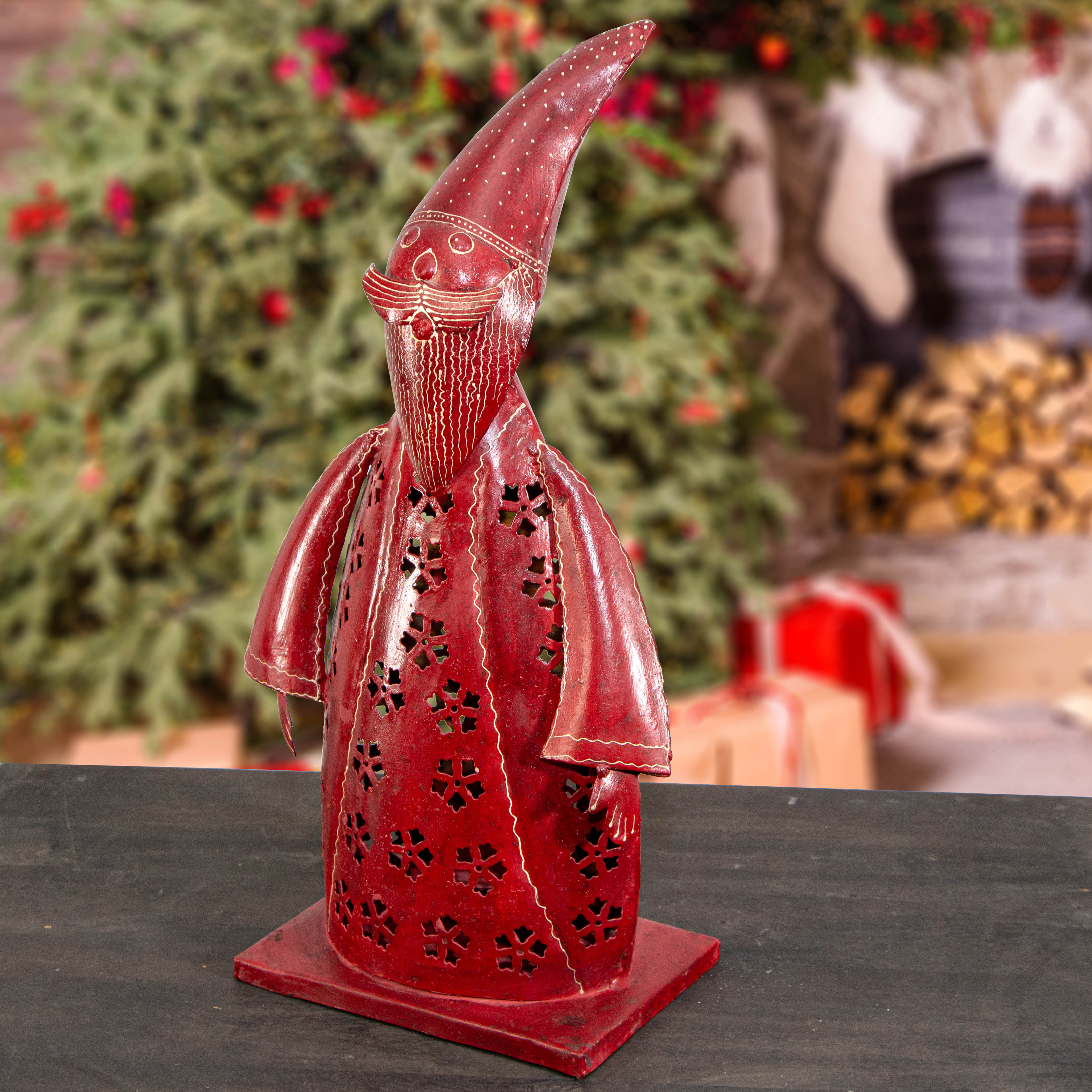 Weihnachtsmann Kerzenhalter, Rot, mittelgroß, Weihnachten, Dekoration