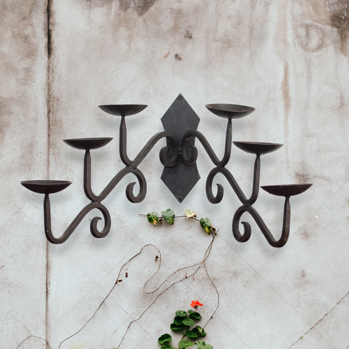 Kerzenhalter, Für 6 Kerzen, Gusseisen, Wand Lampe, Dekoration, Burgfackel
