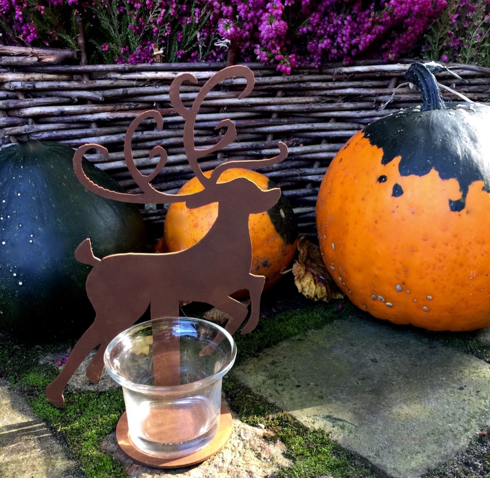 Tischdeko Edelrost Rentier, Kerzenhalter Weihnachten, Winter Deko Teelichthalter