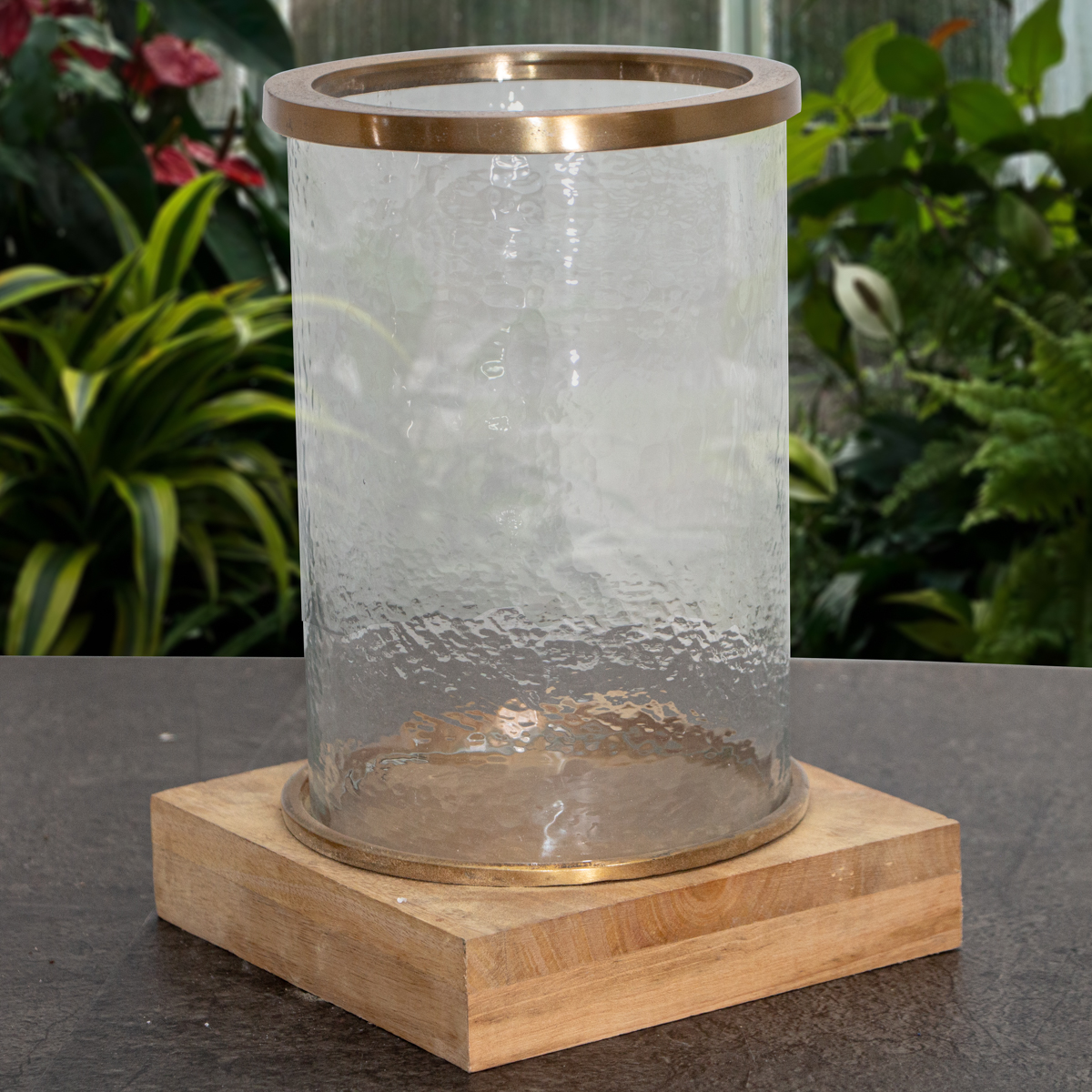 1 x Kerzenleuchter, Windlicht, Glas, Alu, Kupfer