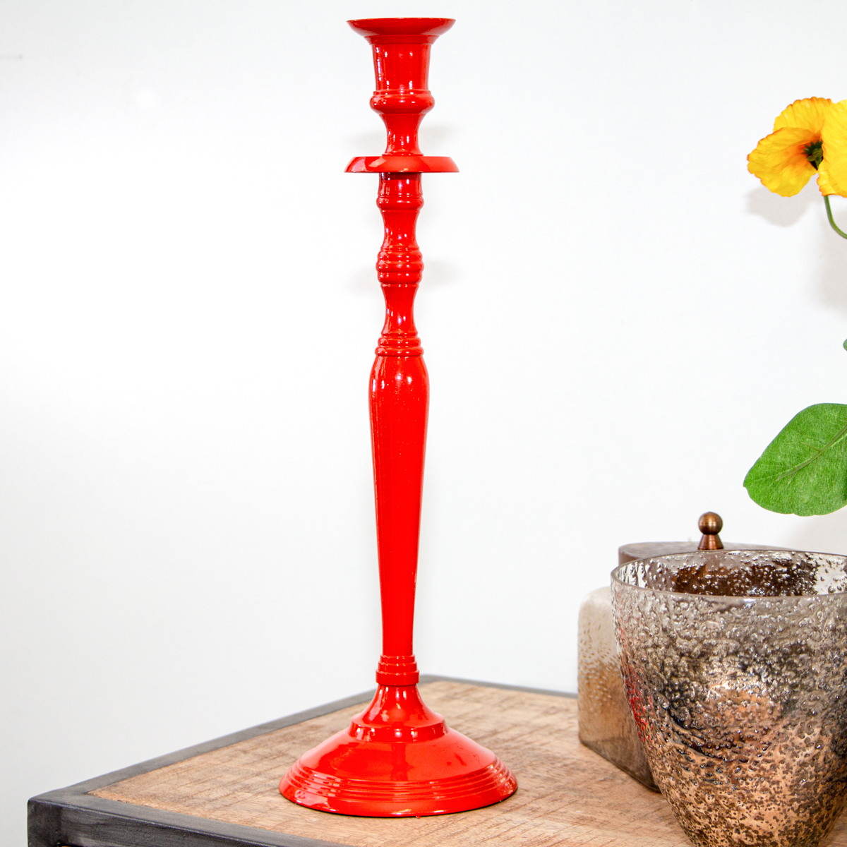 Kerzenhalter, 1 Kerze, Chabby Chic, lackiert  | Eisen, Orange | H38,0xB12,0 cm