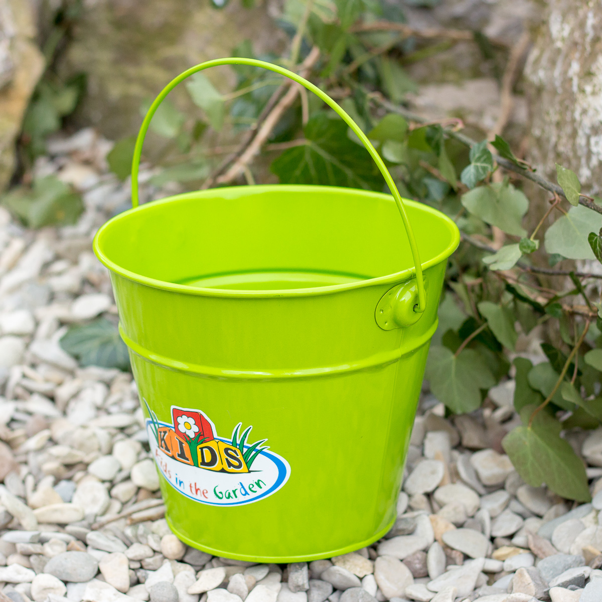 Spielzeugeimer Blech, Kindereimer grün, Metalleimer für Kinder, Sandkasteneimer
