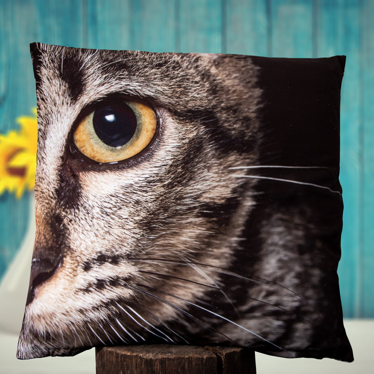 Kissen, Polyester, Groß, schwarz, Katzenauge