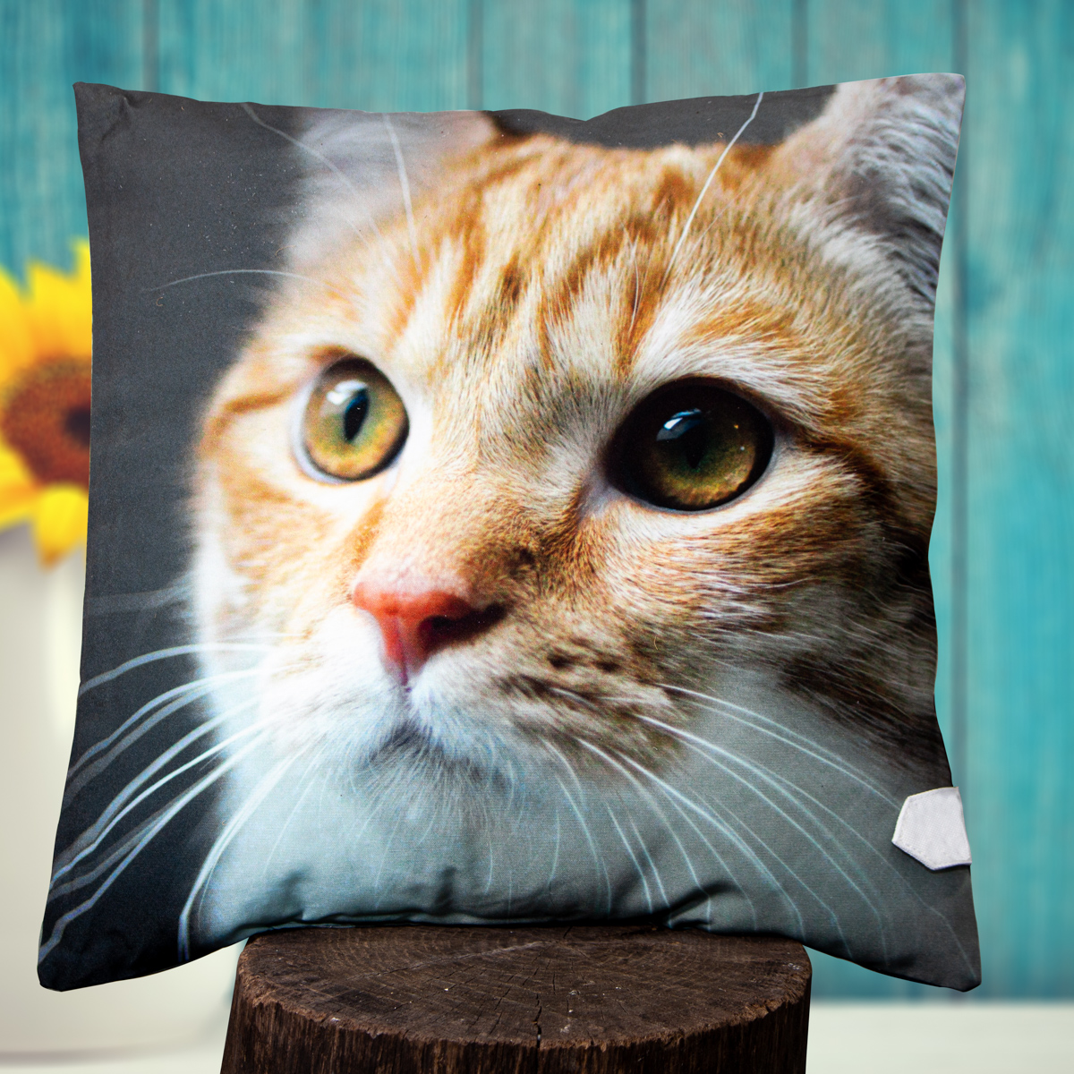 Kissen, Polyester, Klein, beige, Rote Katze