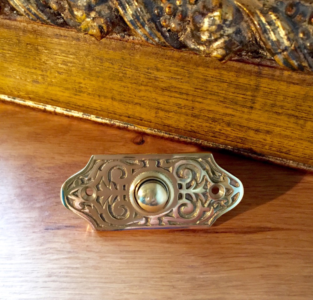 Türklingel fein gearbeitet nach historischem Original, Schelle Messing Klingel