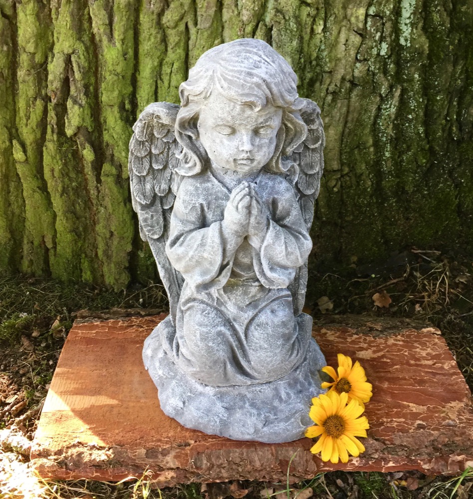 Betende Engel Skulptur Dekoration Grab - Tiergrab Engel Figur knieender Engel