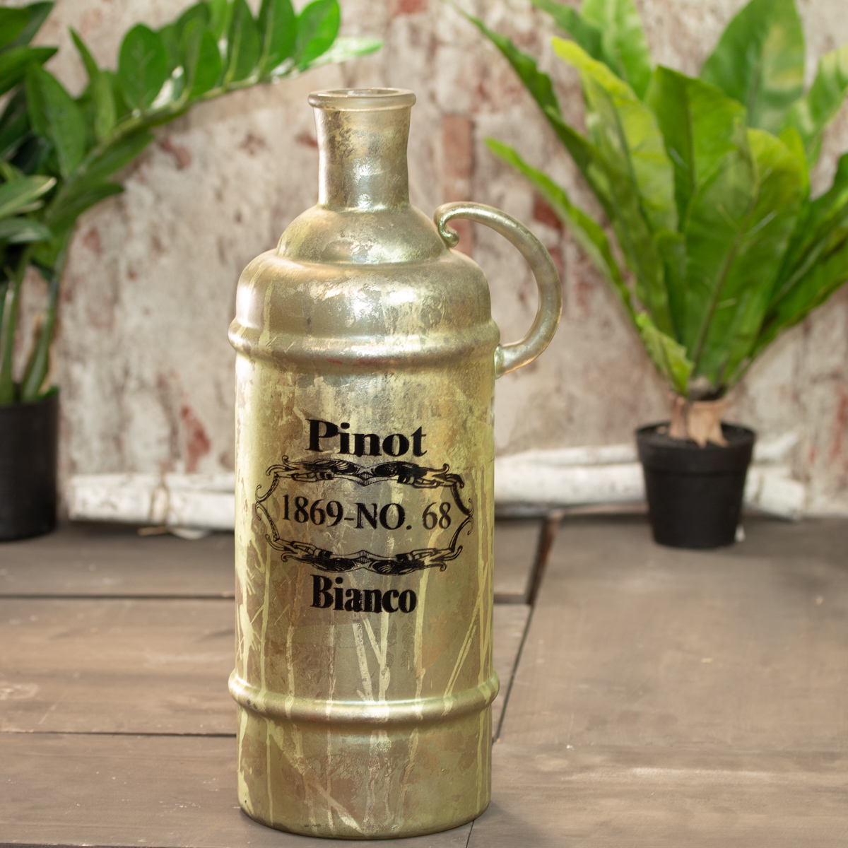 Flasche im Shabby Chic, Groß, Vase, Grün-Grau,  Deko-Flasche, Dekoration