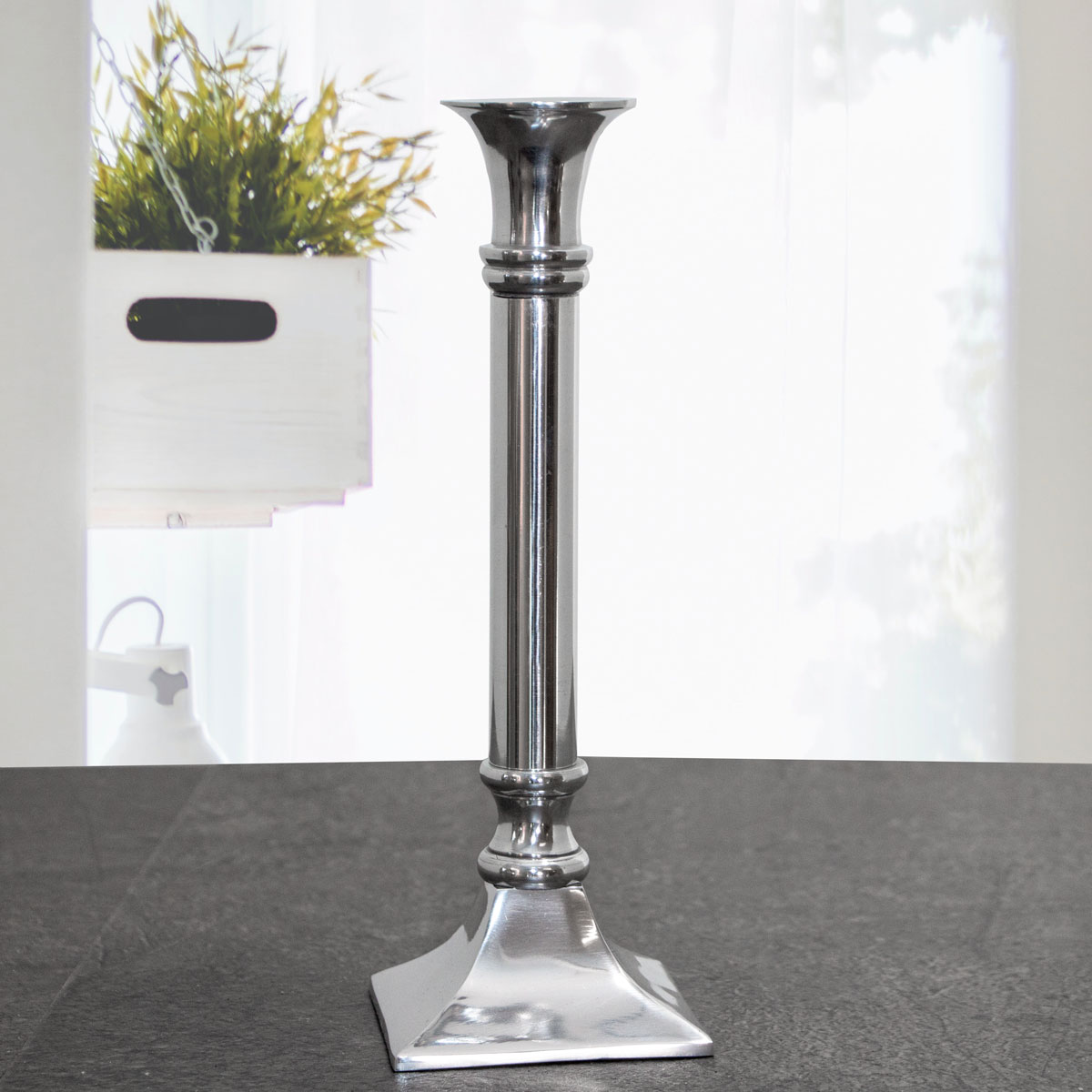 Kerzenhalter, Aluminium, Glanz, Dekoration, H.26cm