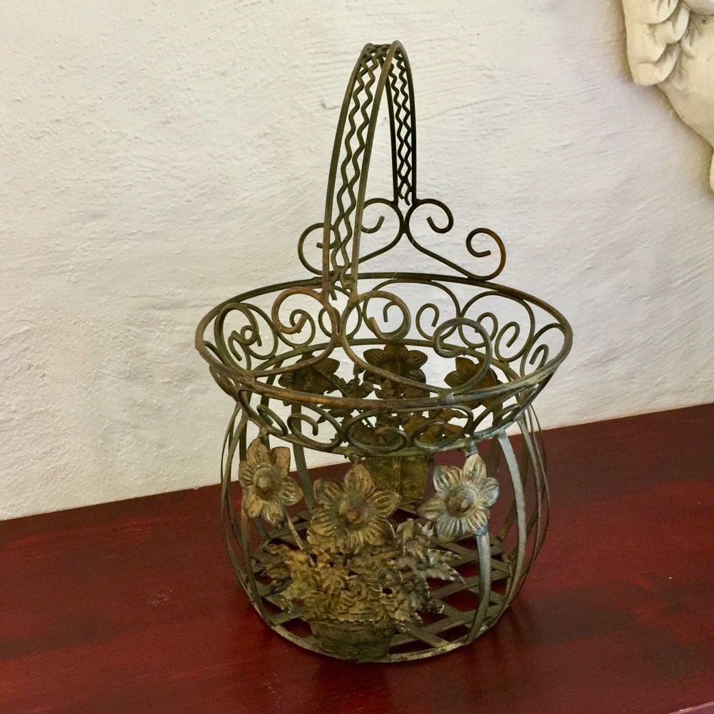 Blumen Metallkorb - Nostalgie Gartendeko Drahtkorb, Korb Früchtekorb Küchendeko