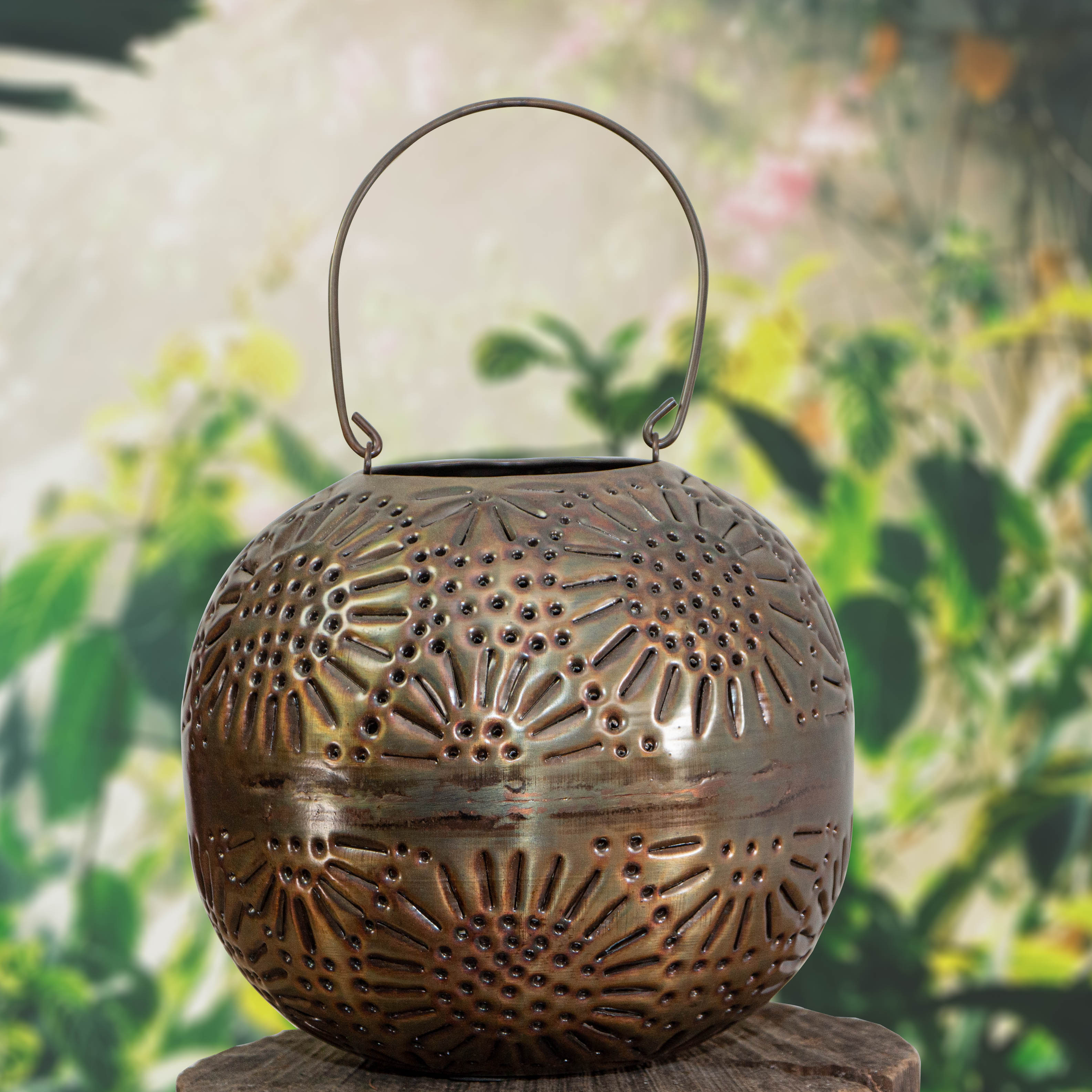 Laterne im Kupferstichlook, Flecht-Look, Windlicht, Kerzenhalter