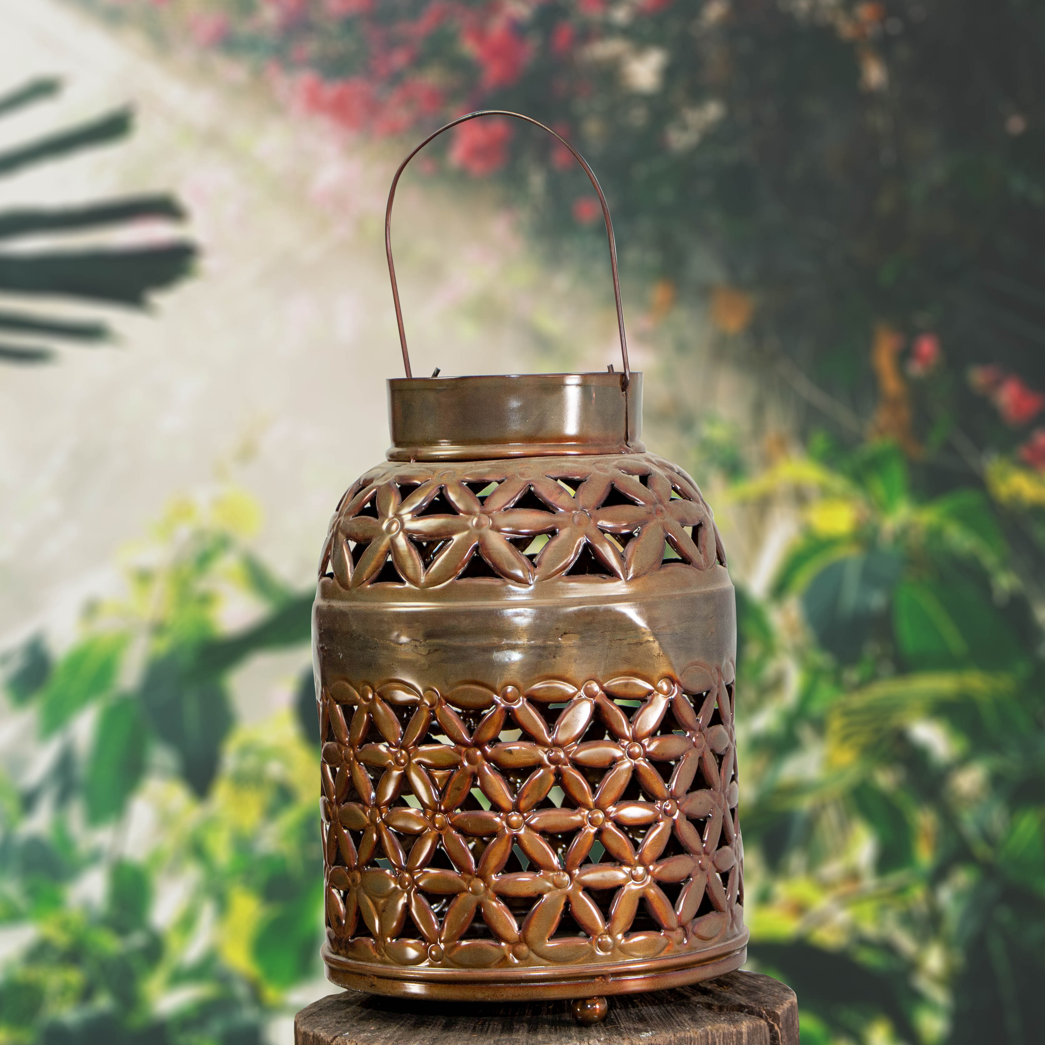 Laterne im Kupferstichlook, Flecht-Look, Milchkanne, Windlicht, Kerzenhalter