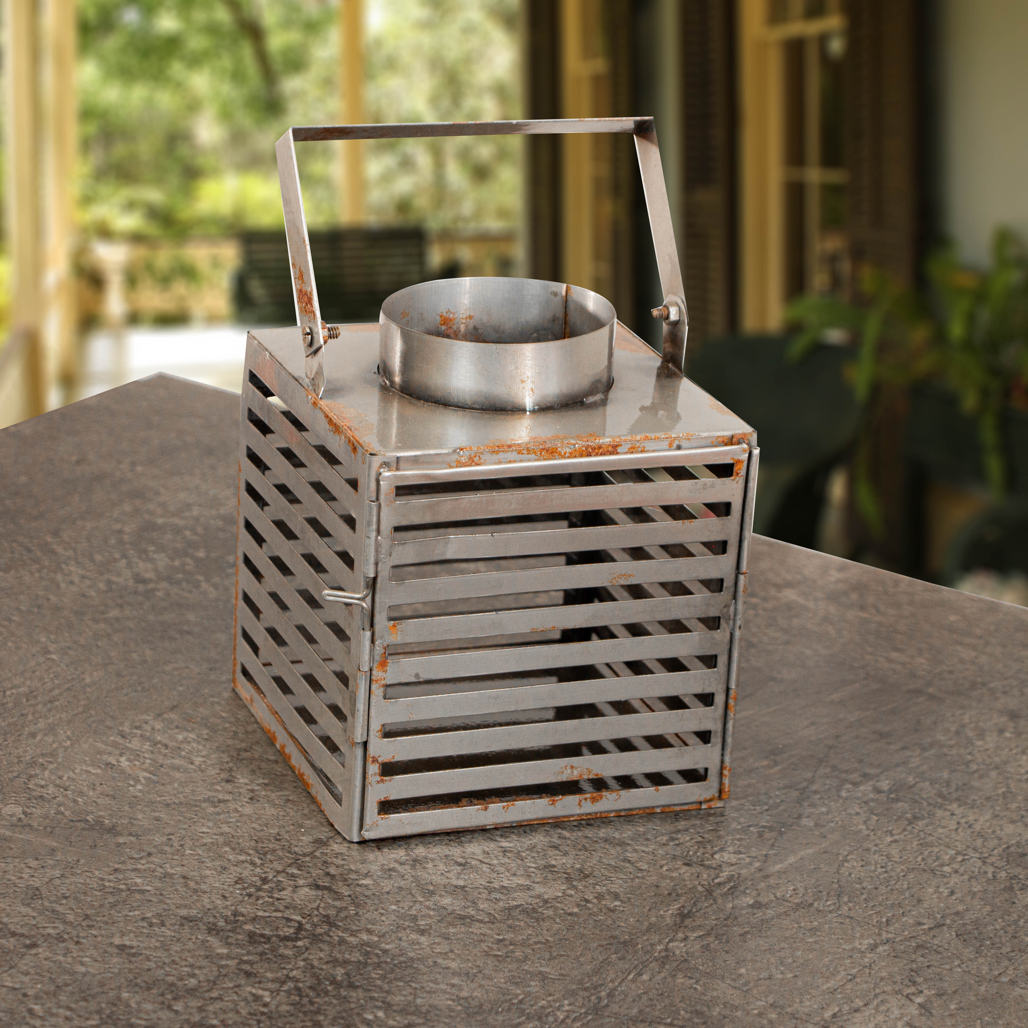 Laterne aus Eisen, Klein, Rost-look