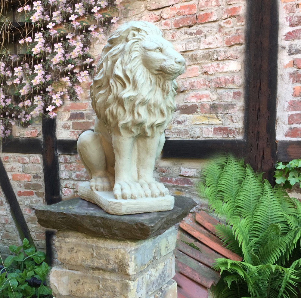 Pfeilerfiguren Löwe Tierfiguren Garten Steinfiguren - Beton Löwenfiguren Stein