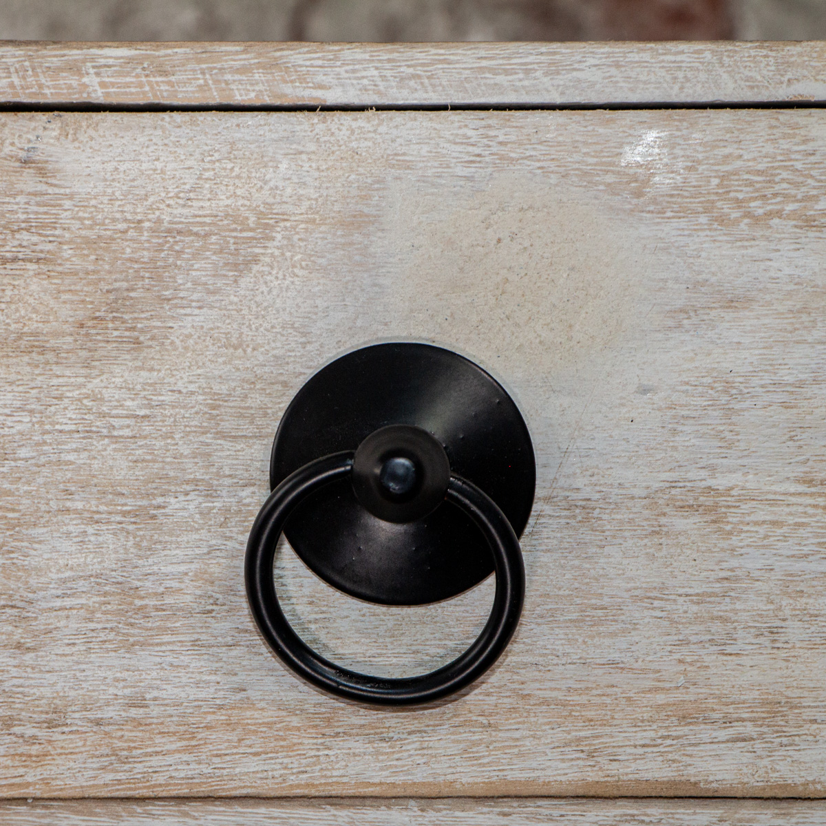 Schubladengriff, Rund, Schwarz, pulverbeschichtet, mit Ring, Möbelgriffe