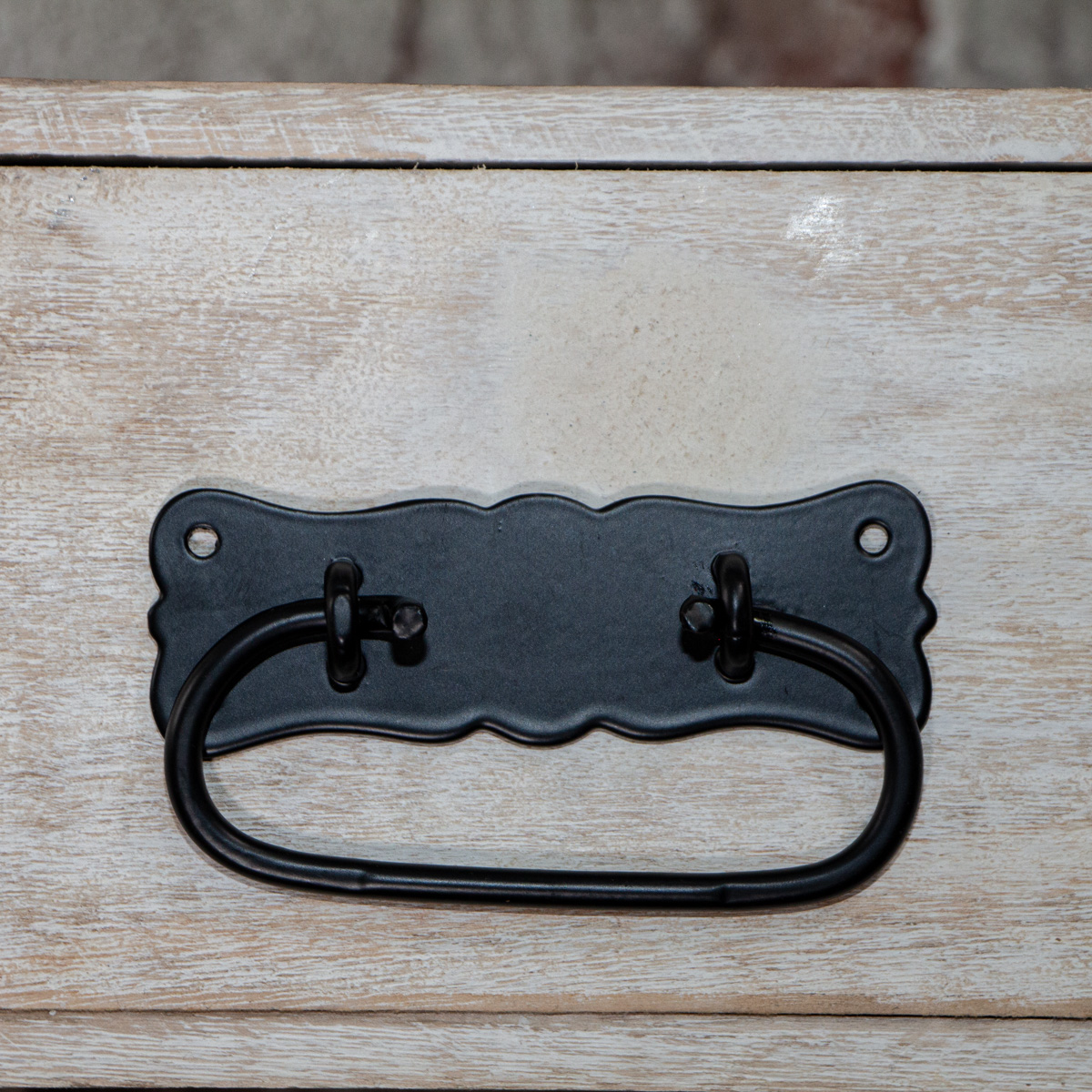 Schubladengriff, eckig, Schwarz, pulverbeschichtet, mit Ring, Möbelgriffe