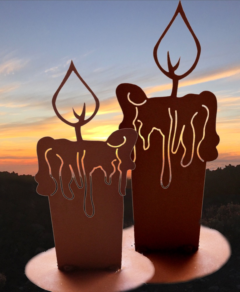 Naturdeko Terrasse Edelrost Dekoration Haustür Winter, Weihnachts-Kerzen Antik