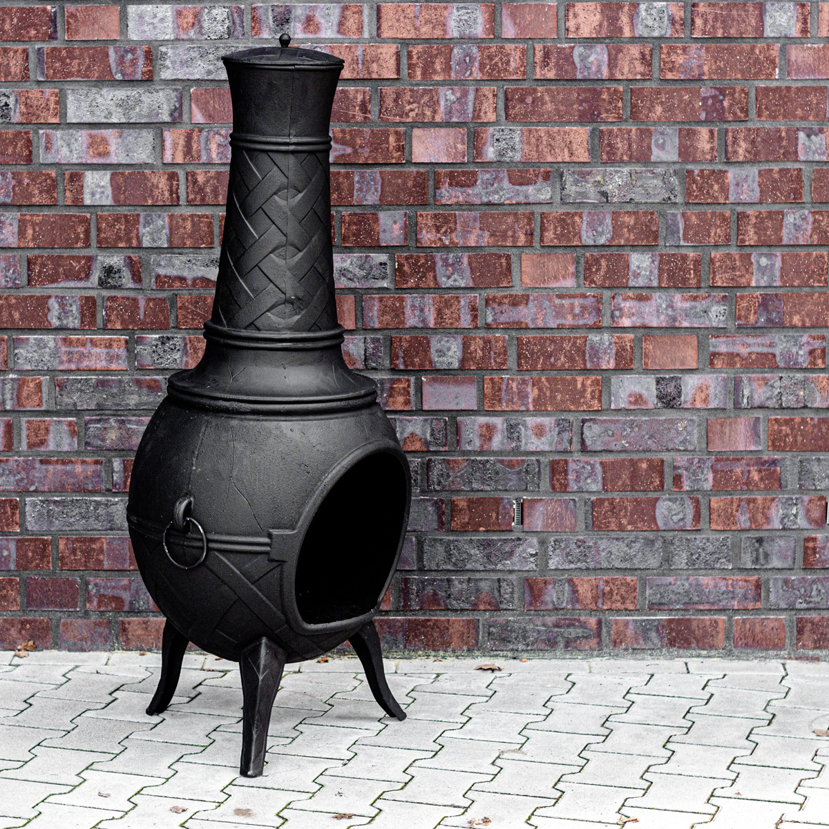 Garten Kaminofen,Terrassenofen aus Gusseisen, Schwarz - L