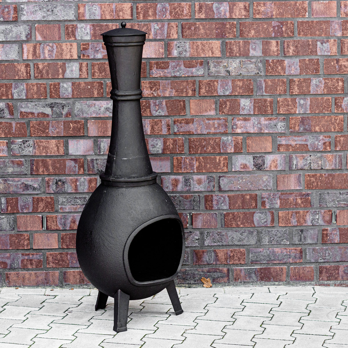 Garten Kaminofen,Terrassenofen aus Gusseisen, Schwarz - M