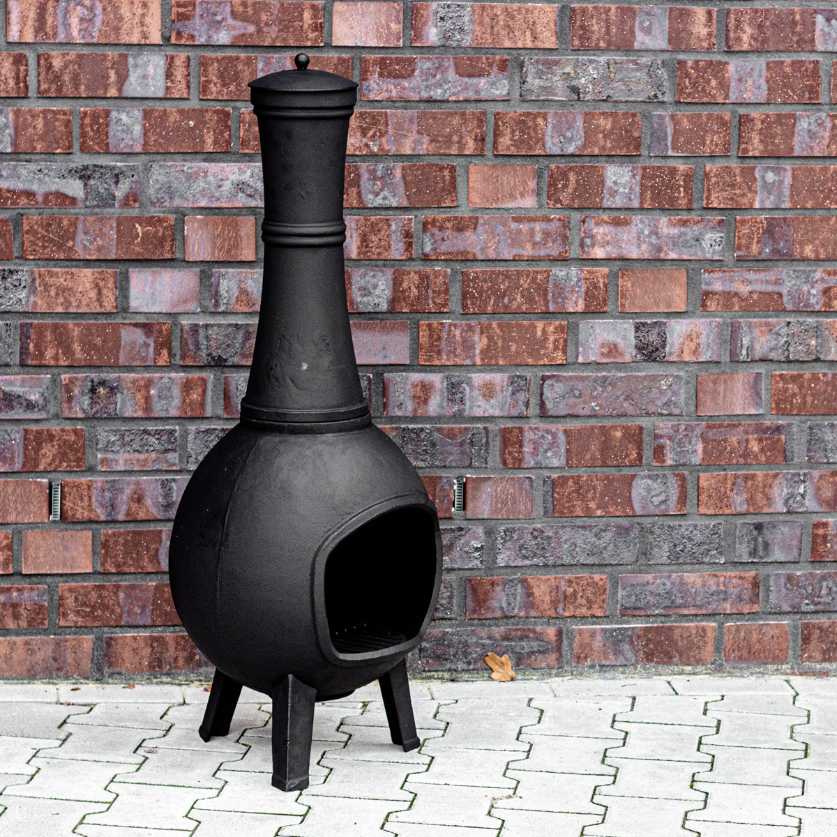 Garten Kaminofen,Terrassenofen aus Gusseisen, Schwarz - S