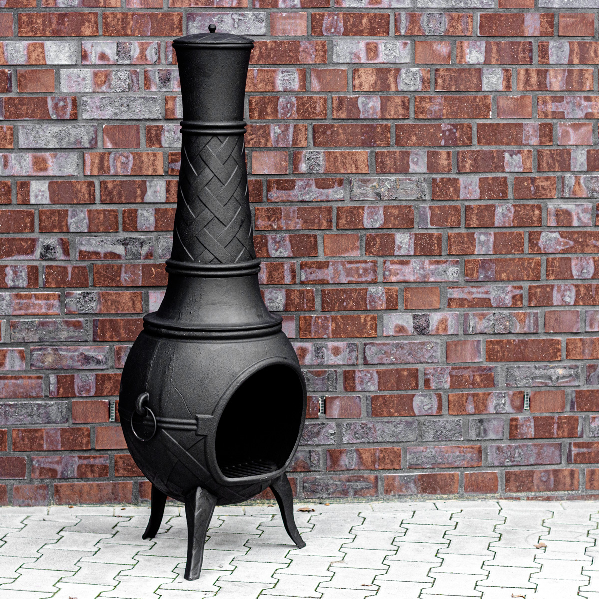 Garten Kaminofen,Terrassenofen aus Gusseisen, Schwarz - XL