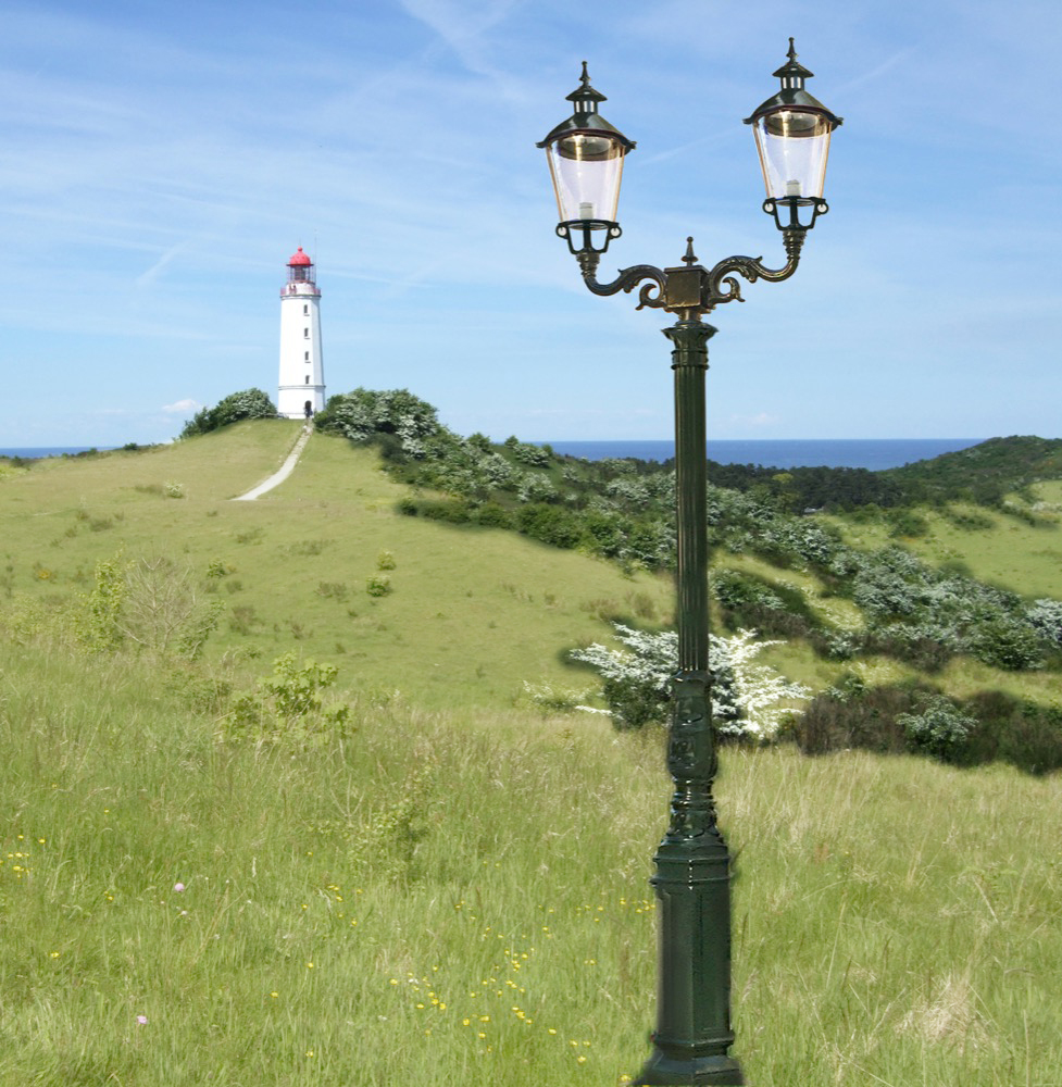 Zweiköpfig Hofleuchte Aussenleuchte Terrassenlampe Garten Aussenlampe - H.291 cm