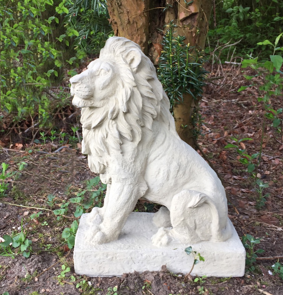 Pfeilerfigur Löwe Tiere Gartenfigur Stein Löwenskulptur Skulptur Beton 34cm
