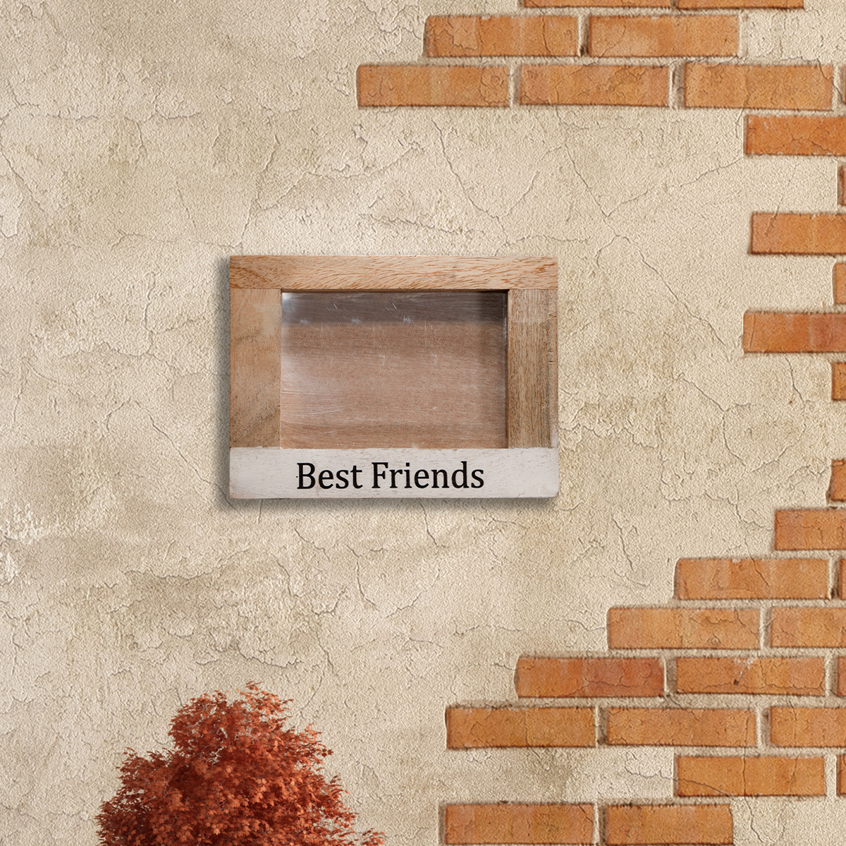 Bilderrahmen, Friends, 16x11 | Holz, braun-weiß | H 17,5 x B 23,5 cm