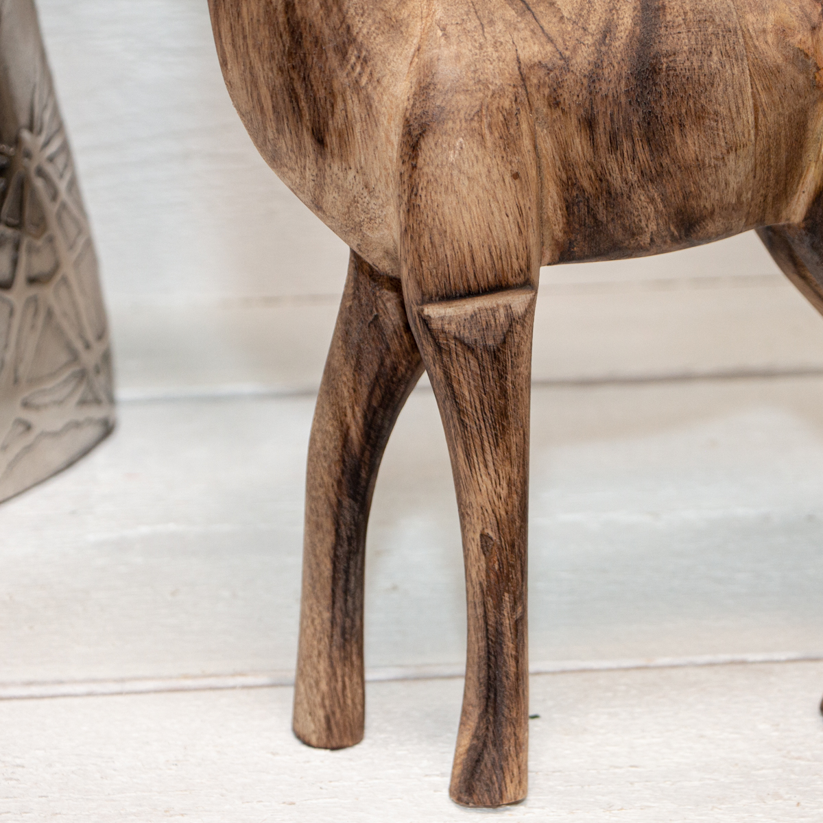 Reh Figur Gartenfigur Holzfigur Tierfiguren Dekoration - 33,5 cm x 28,5 cm