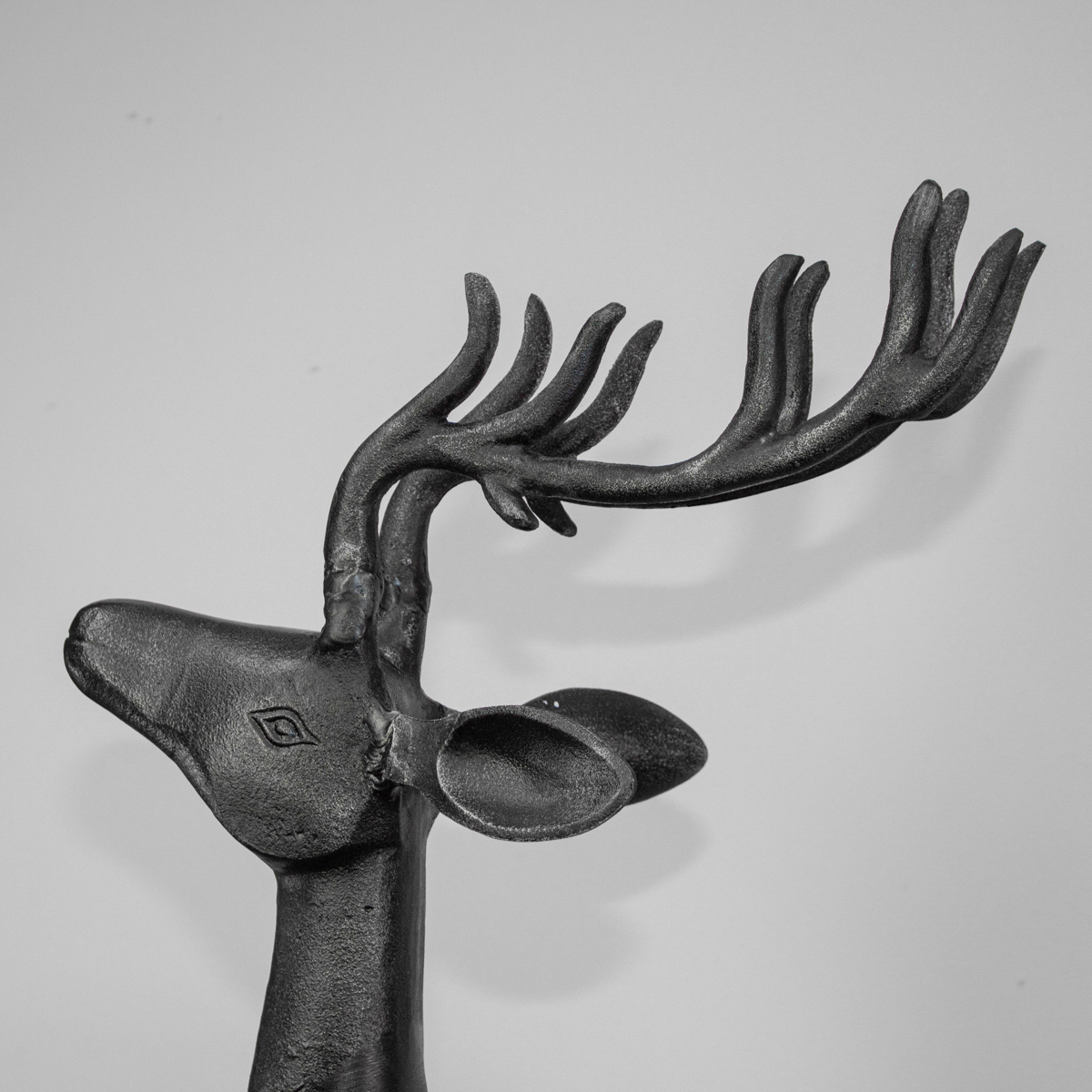 Hirsch Skulptur, Aluminiumfigur, Schwarz-grau, Tiere, Tierfiguren, Dekoration