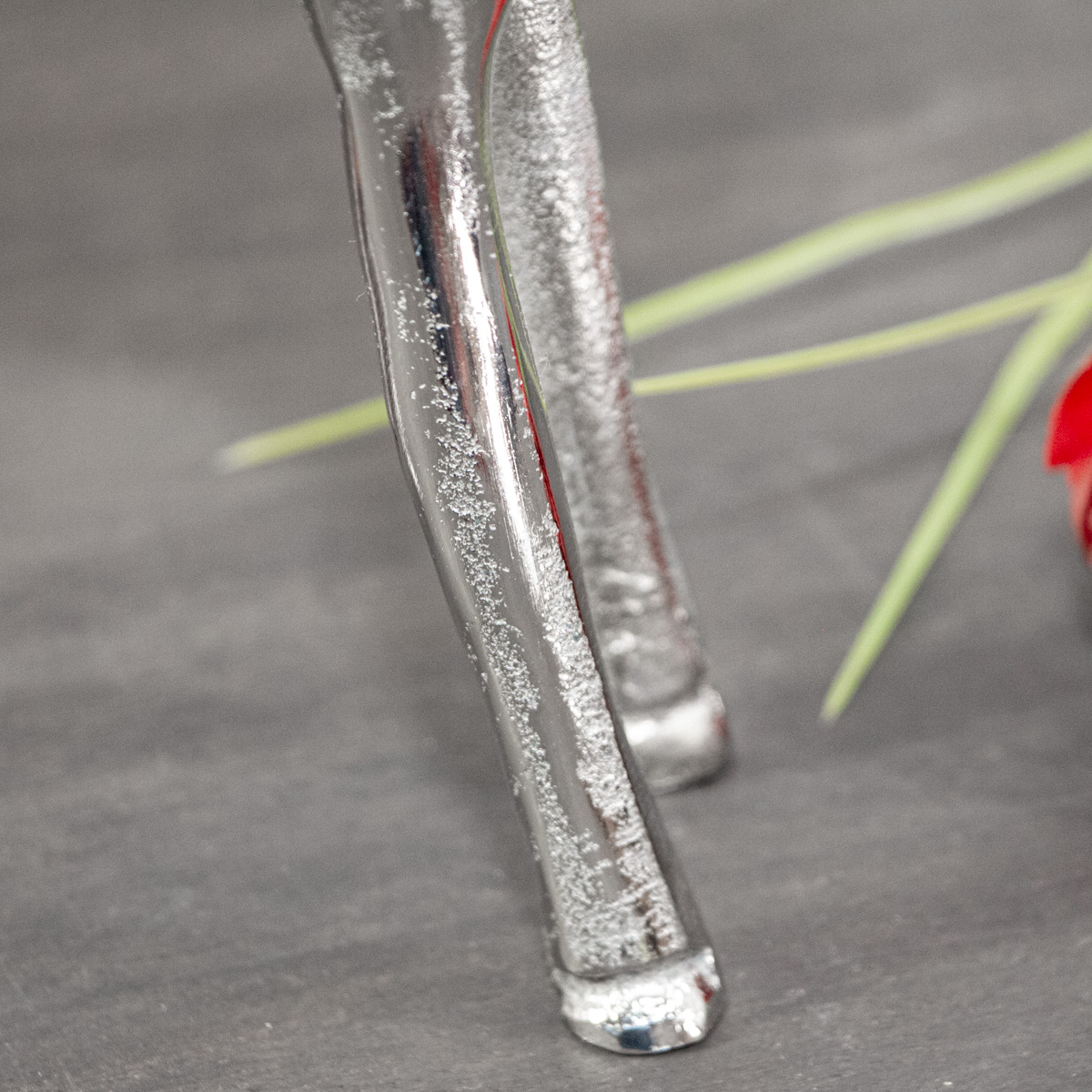 Reh Skulptur, Silber, Aluminiumfigur, Tiere, Tierfiguren, Dekoration