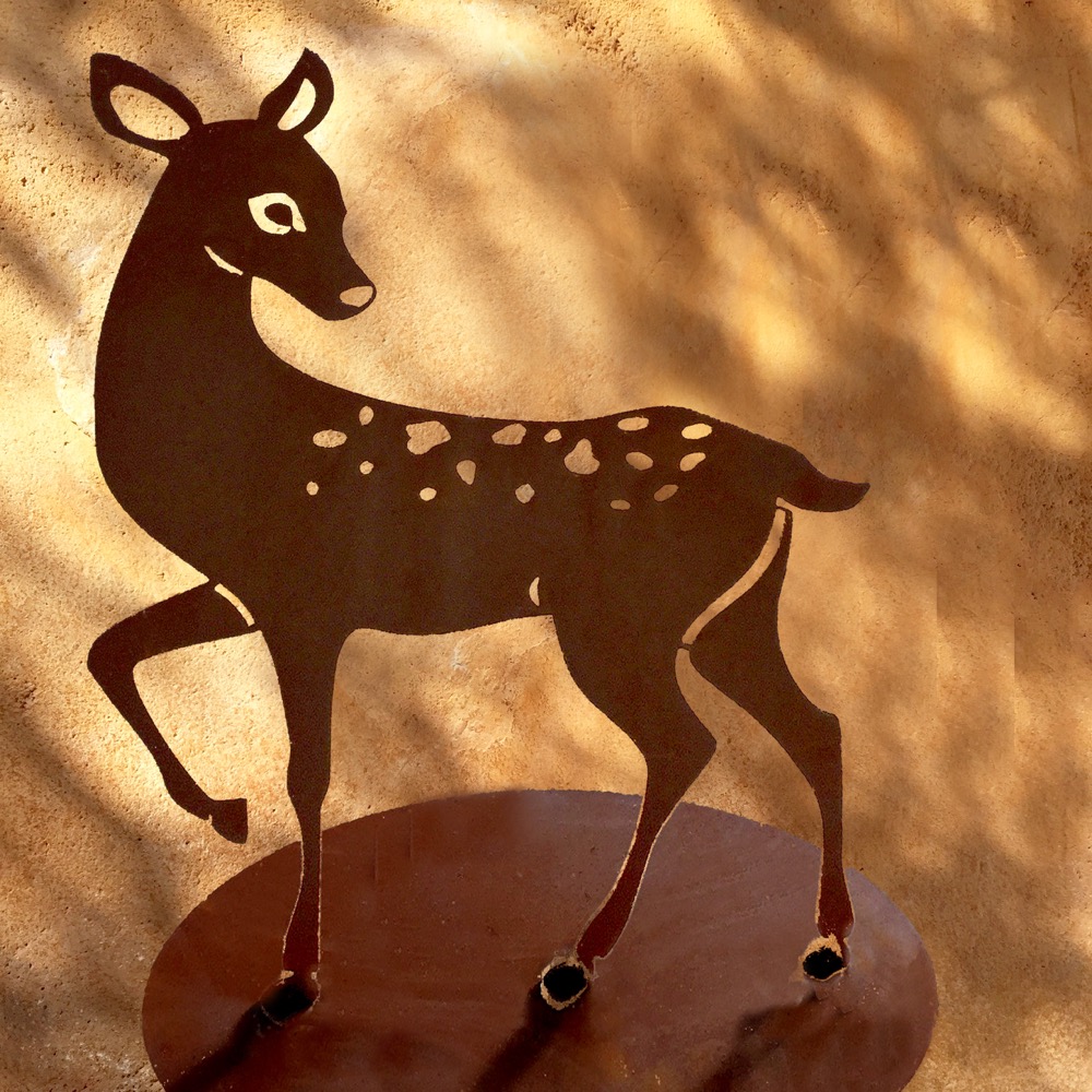 Hirsch + Reh Tierfiguren Garten Dekoration Tiere des Waldes, Edelrost Vintage