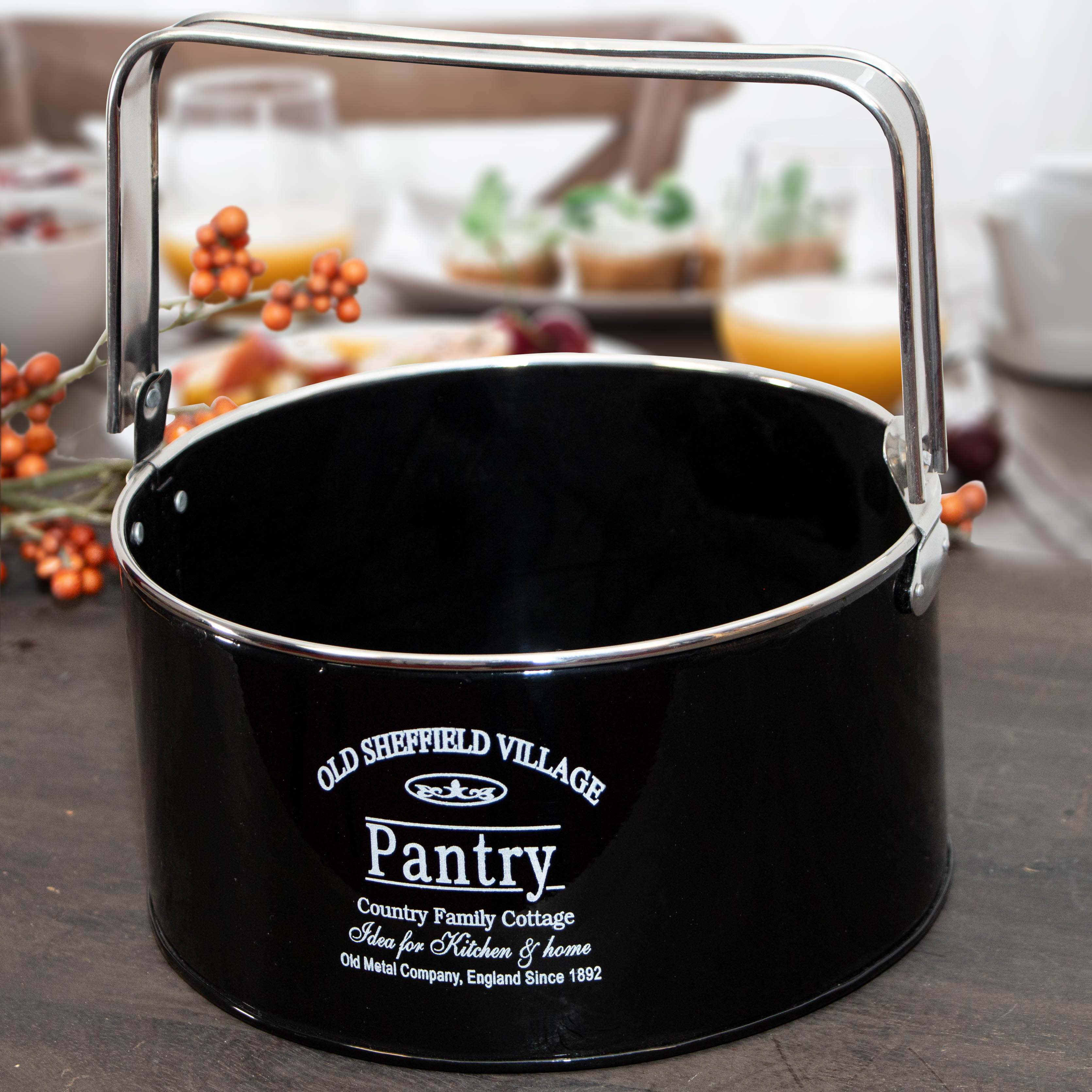 Schale, mit Henkel, Schwarz, flach, Eisen, Schüssel, Dekoration