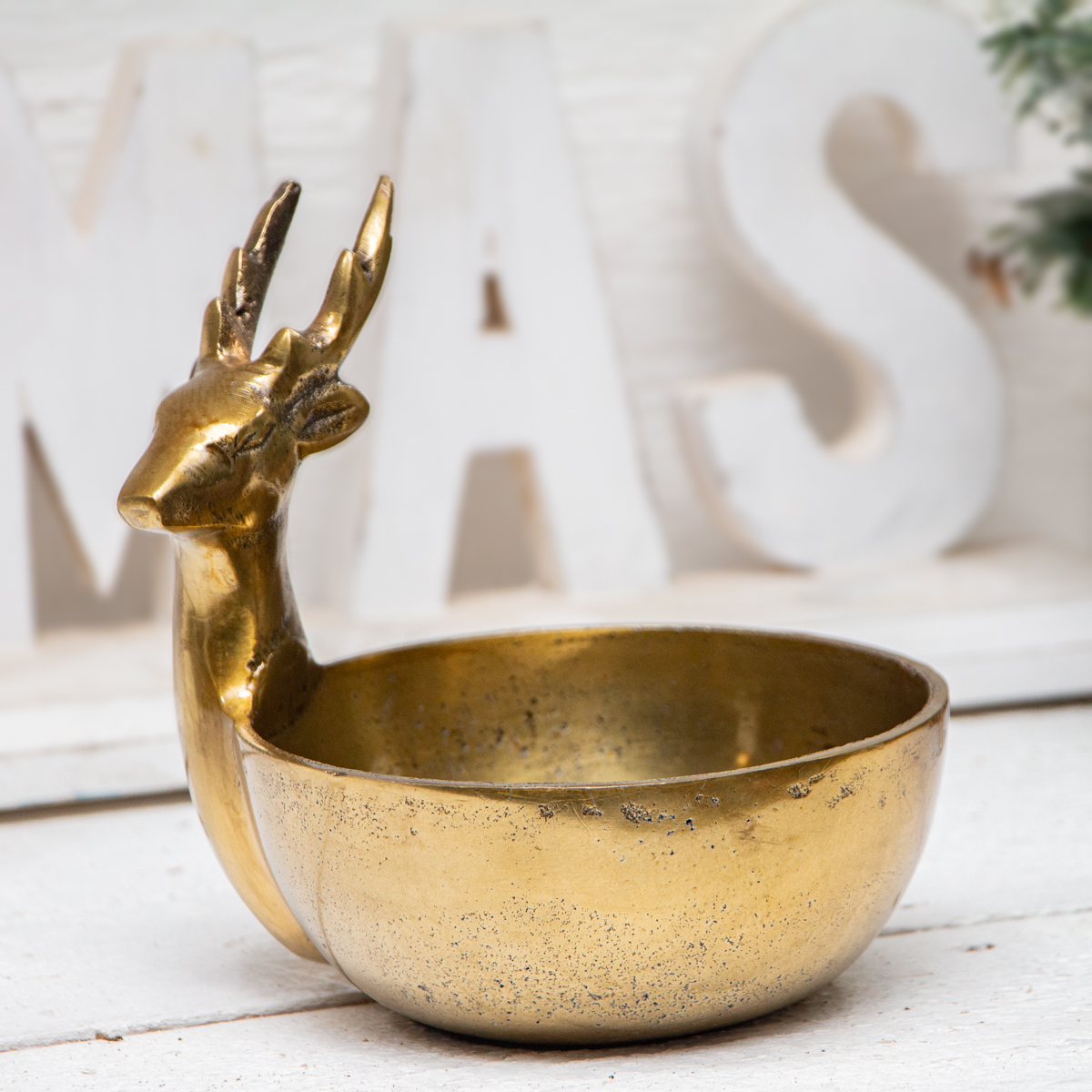 Dekoschüssel, Rentier, glänzend, Auslage |Aluminium, Gold | H15,0xB15,5cm