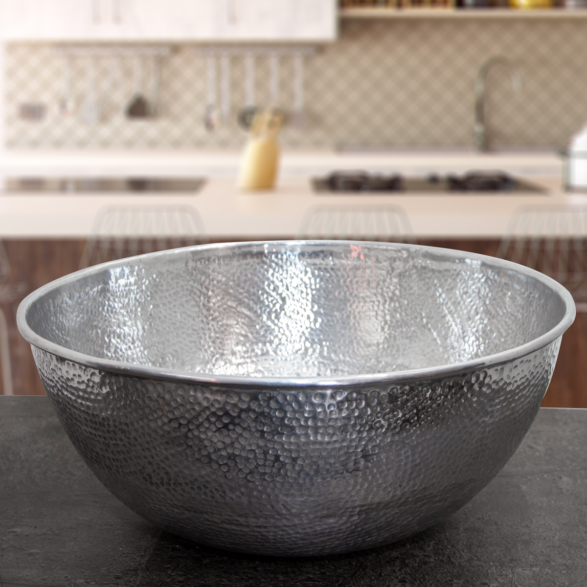 Schale, rund, Aluminium, Groß, Strukturiert