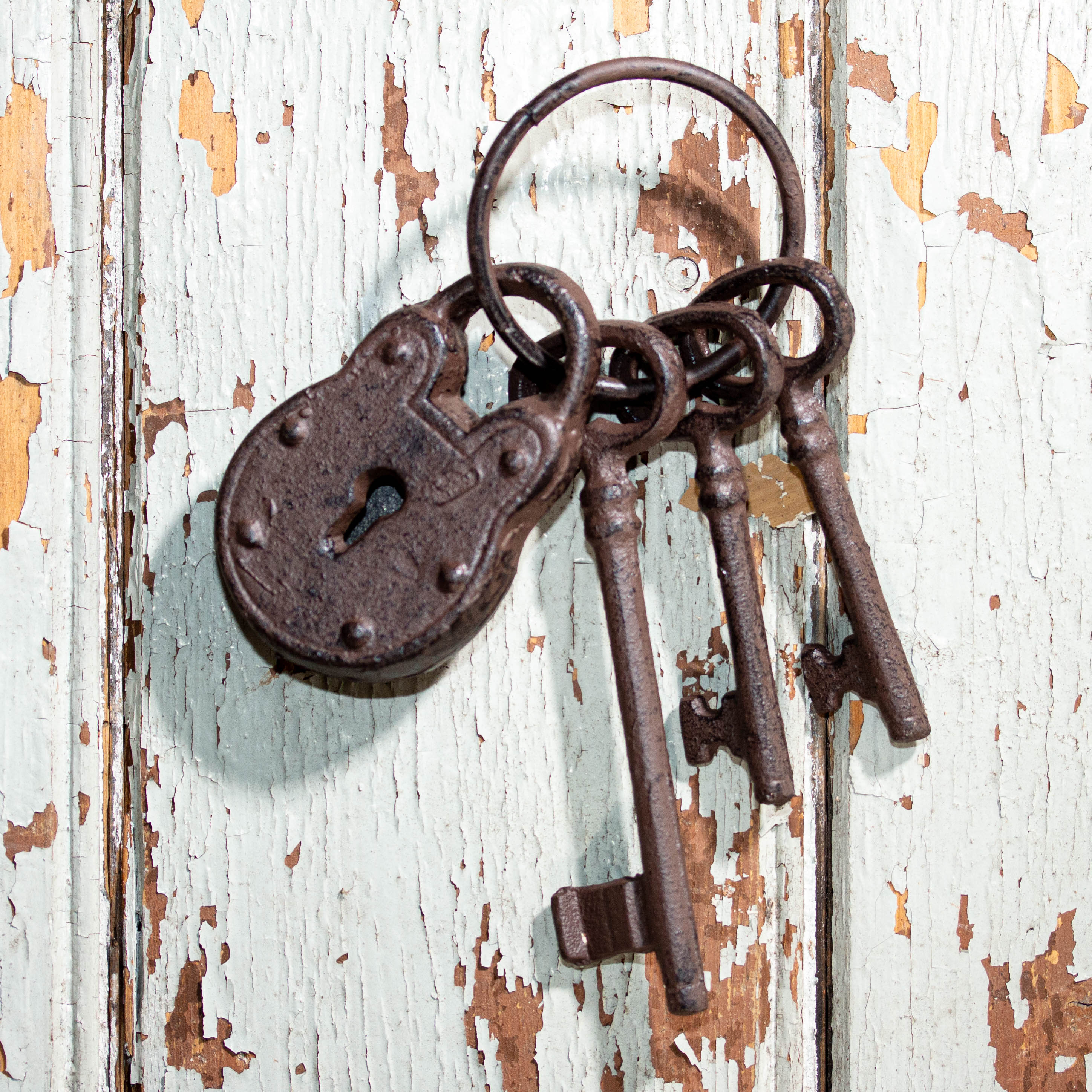 Schlüsselbund mit Schloss, Dekoration, Schlüsselbund, mittelalter, Schlüssel