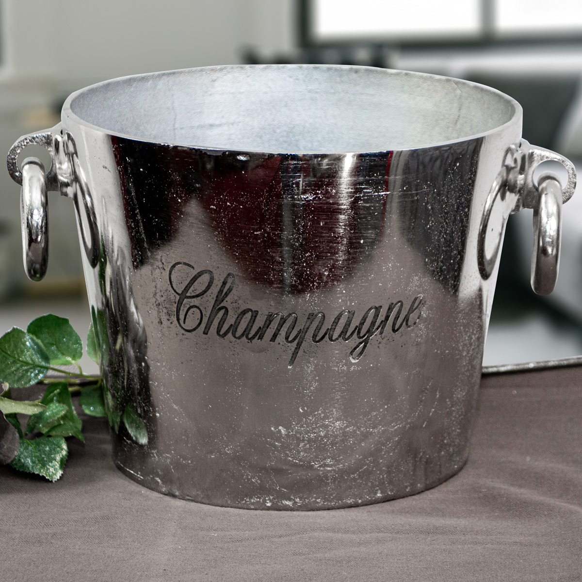 Flaschenkühler, Sektkühler, Eiseimer, Eisbehälter, Aluminium, mit Henkel